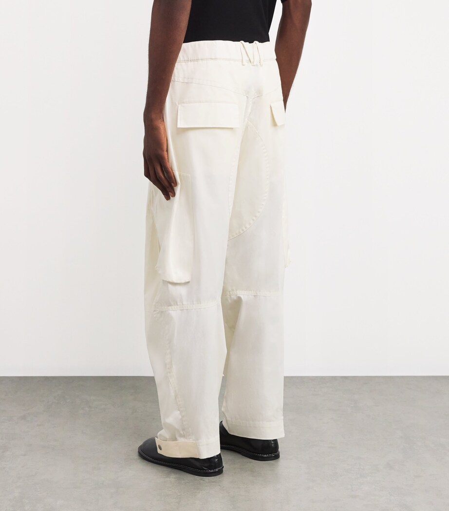 Cotton Oversized Cargo Trousers 003/ALABASTRO Image 4