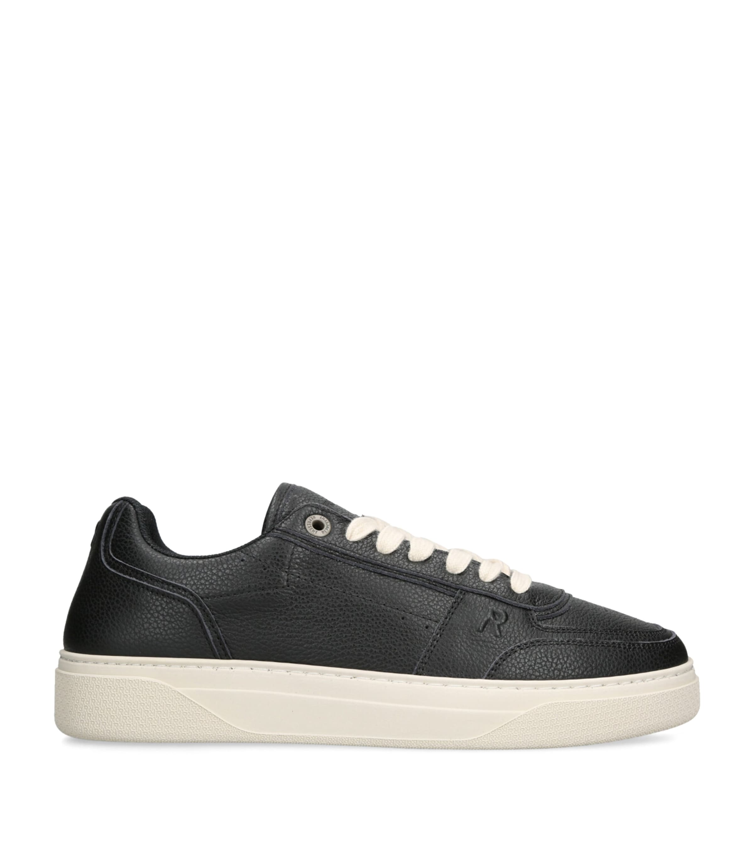 Represent Mens Black Initial Brand-embossed Leather Low-top Trainers In Black