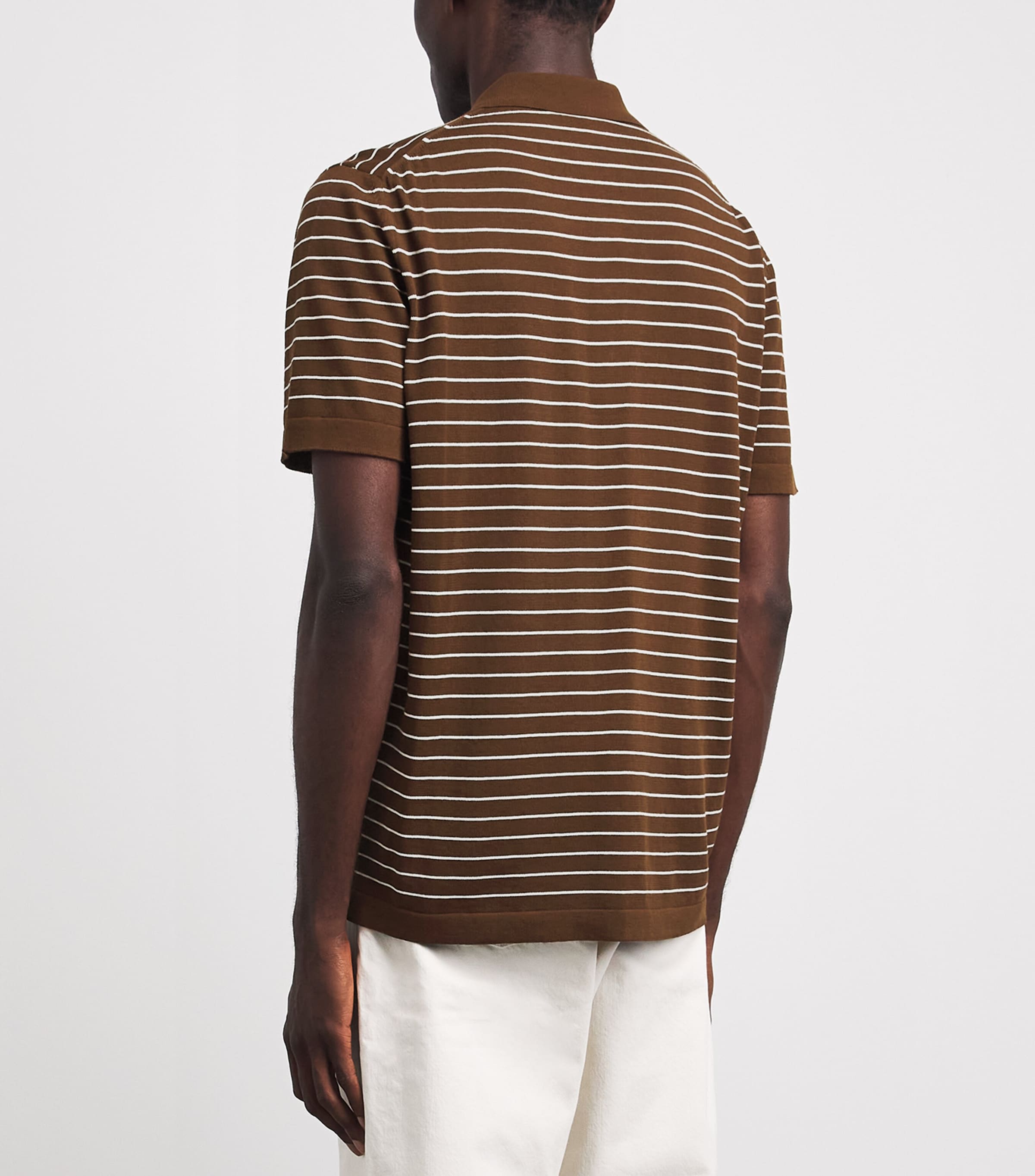 A.P.C. Mens Cotton Stripe Tristan Polo Shirt Tca Ecru Brown Image 5