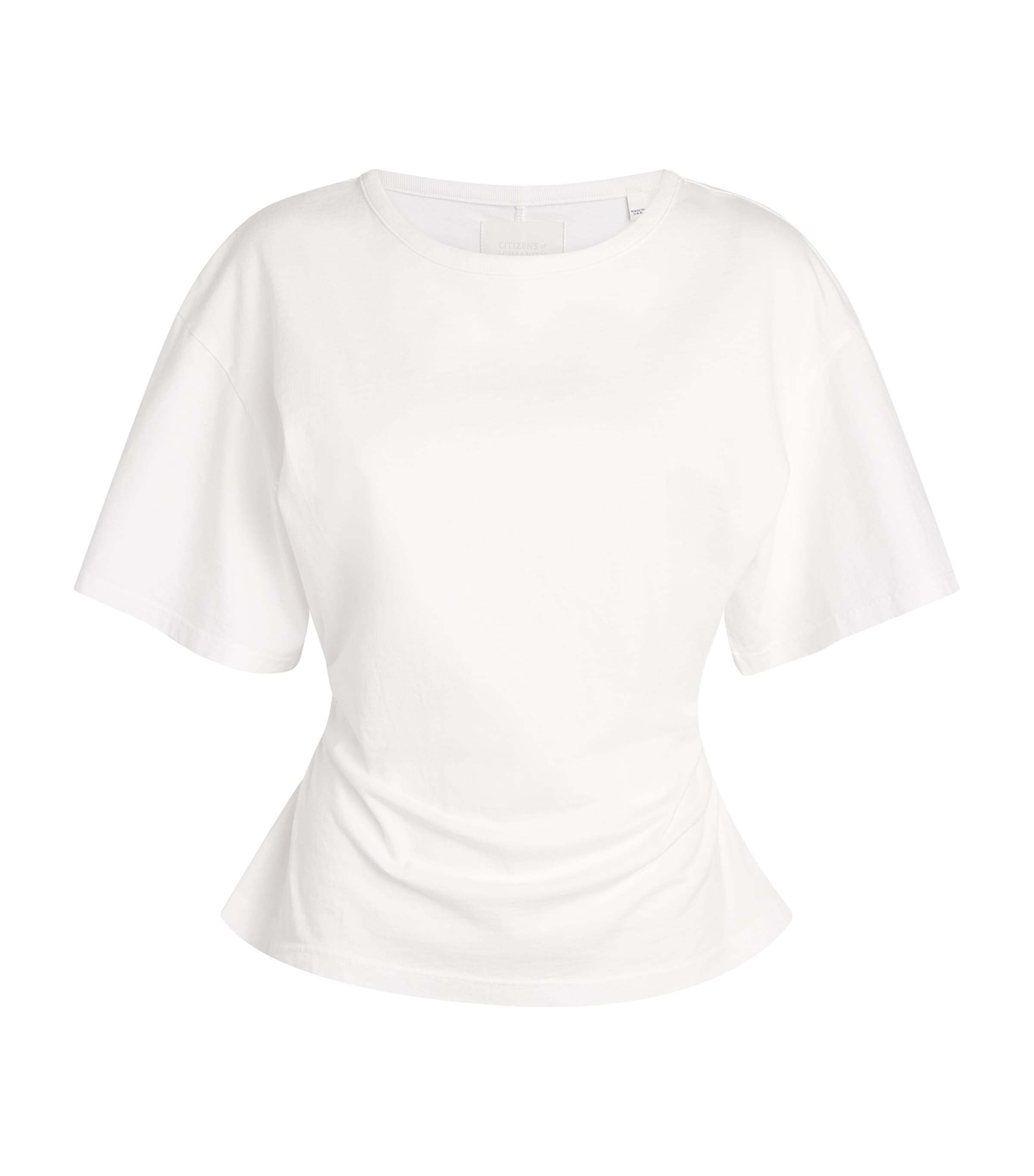 Citizens of Humanity Womens Cotton Ruched Fabien T-Shirt White Image 1