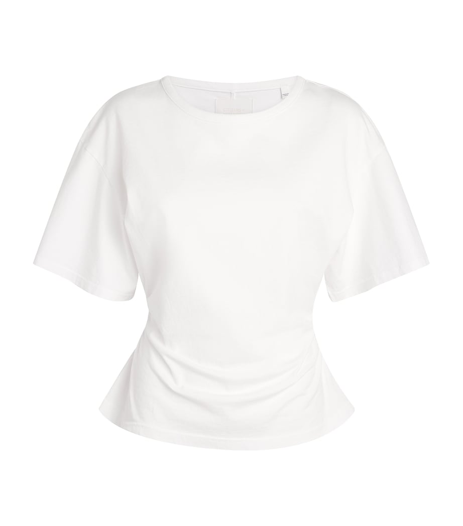 Citizens of Humanity Womens Cotton Ruched Fabien T-Shirt White Image 1