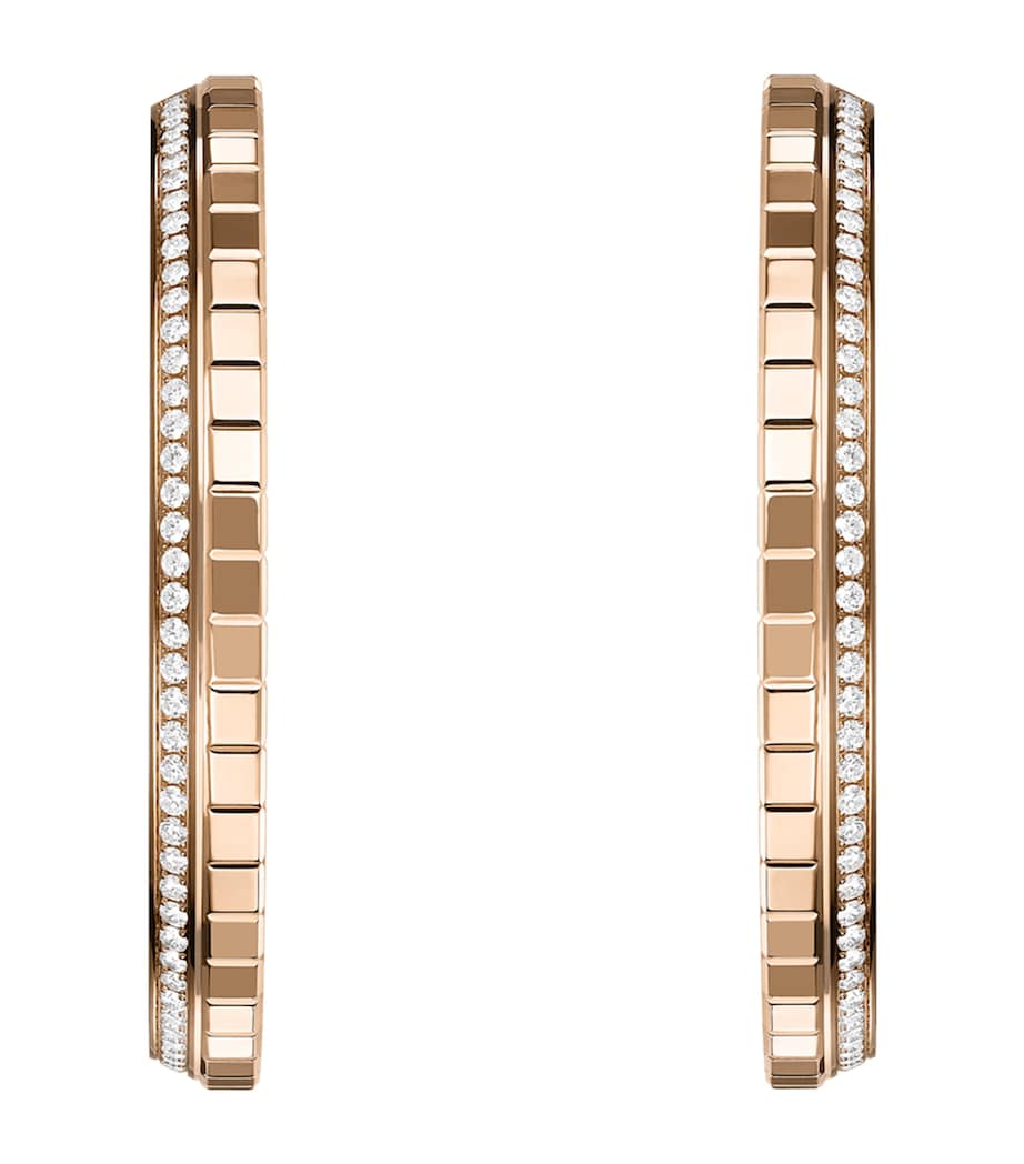 Small Rose Gold and Diamond Ice Cube Hoop Earrings 18K ROSE GOLD Image 1