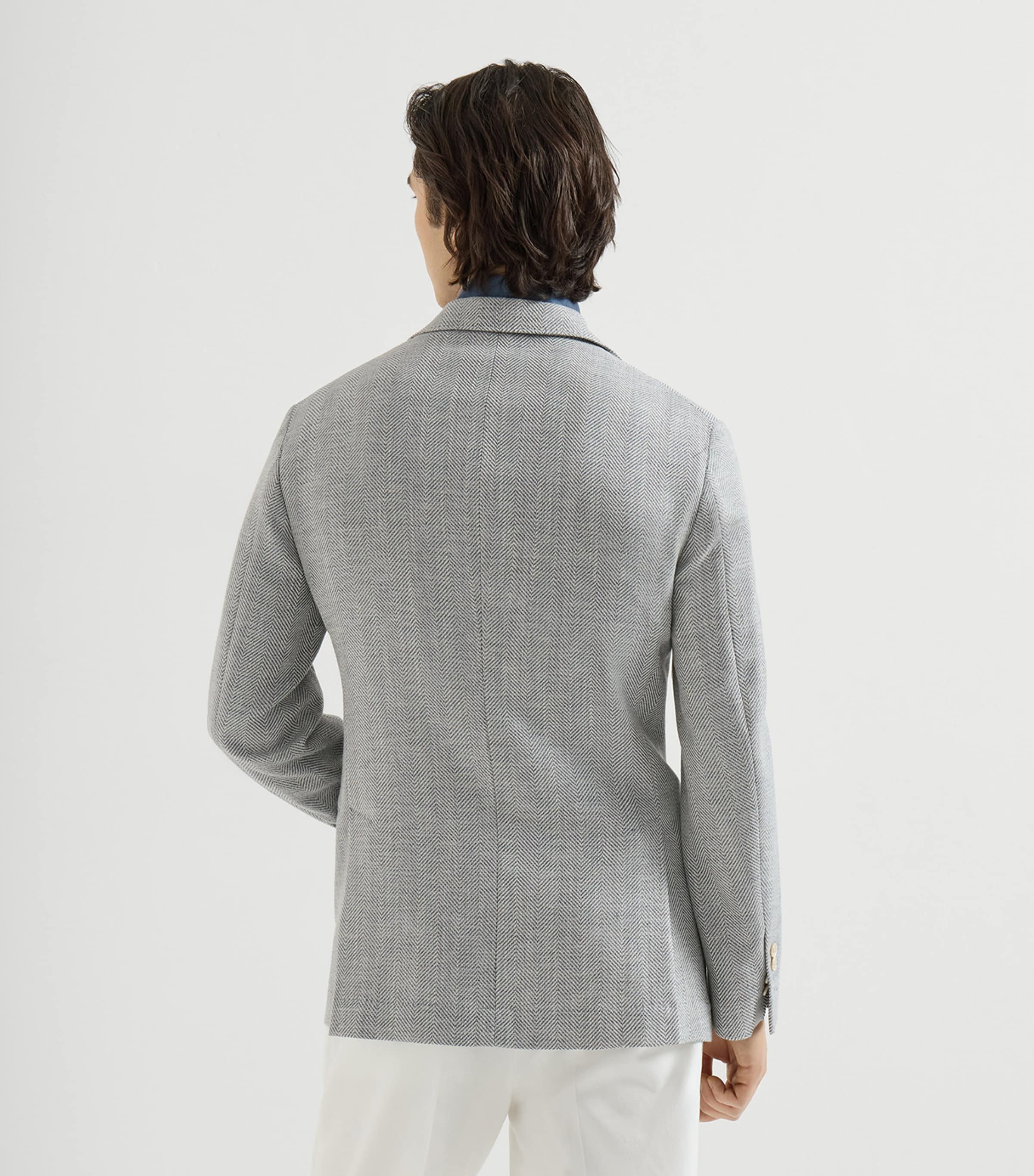 Brunello Cucinelli Mens Wool-Alpaca-Silk Chevron Blazer Image 5