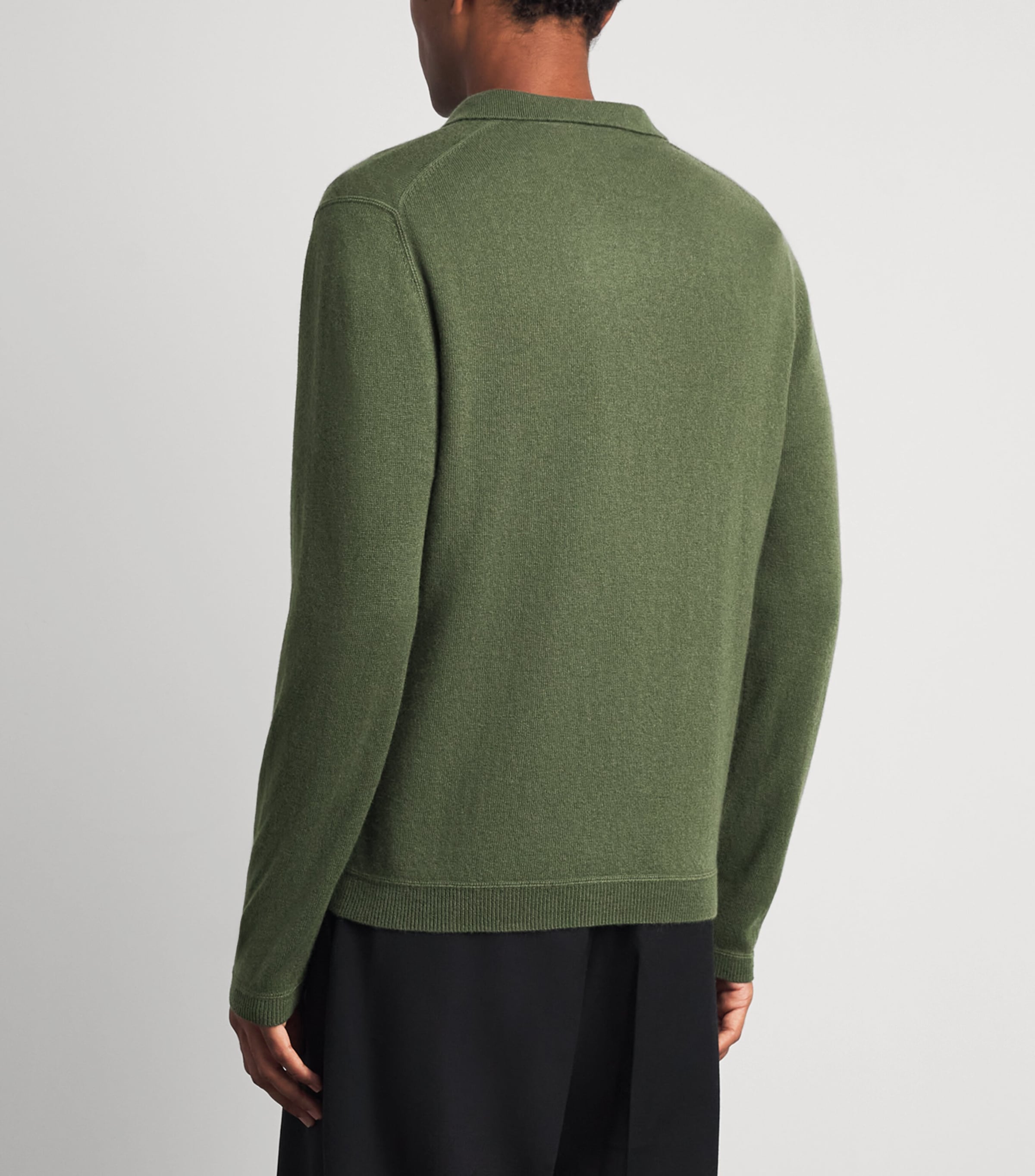 Allude Mens Virgin Wool Open-Collar Polo Sweater Image 5