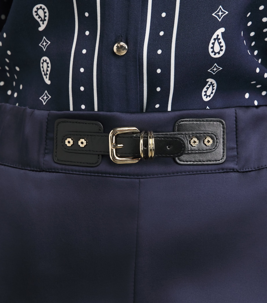 Maje Womens Satin Belted Shorts Navy Image 3