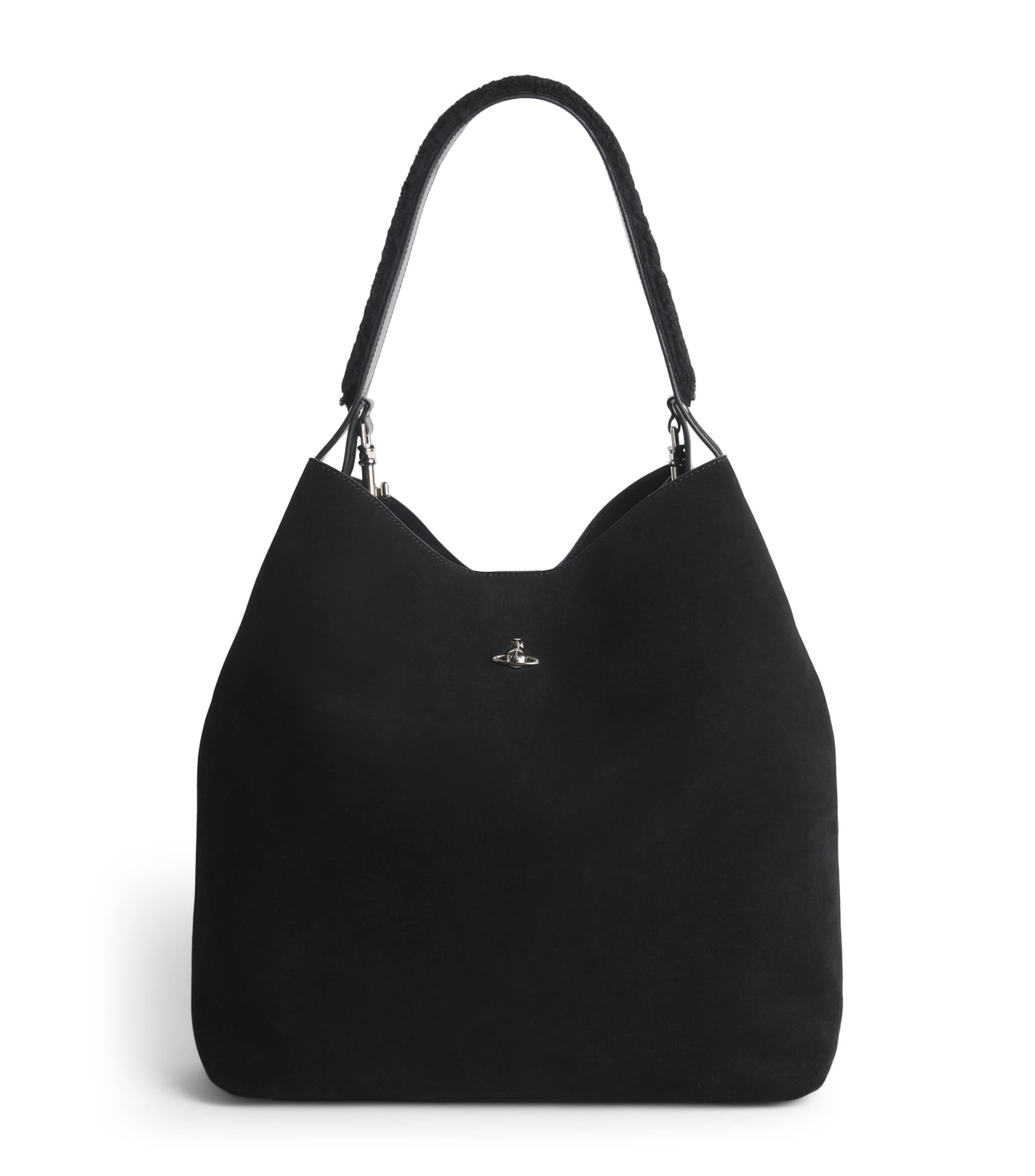 Vivienne Westwood Black Large Suede Lottie Shoulder Bag | Harrods IN