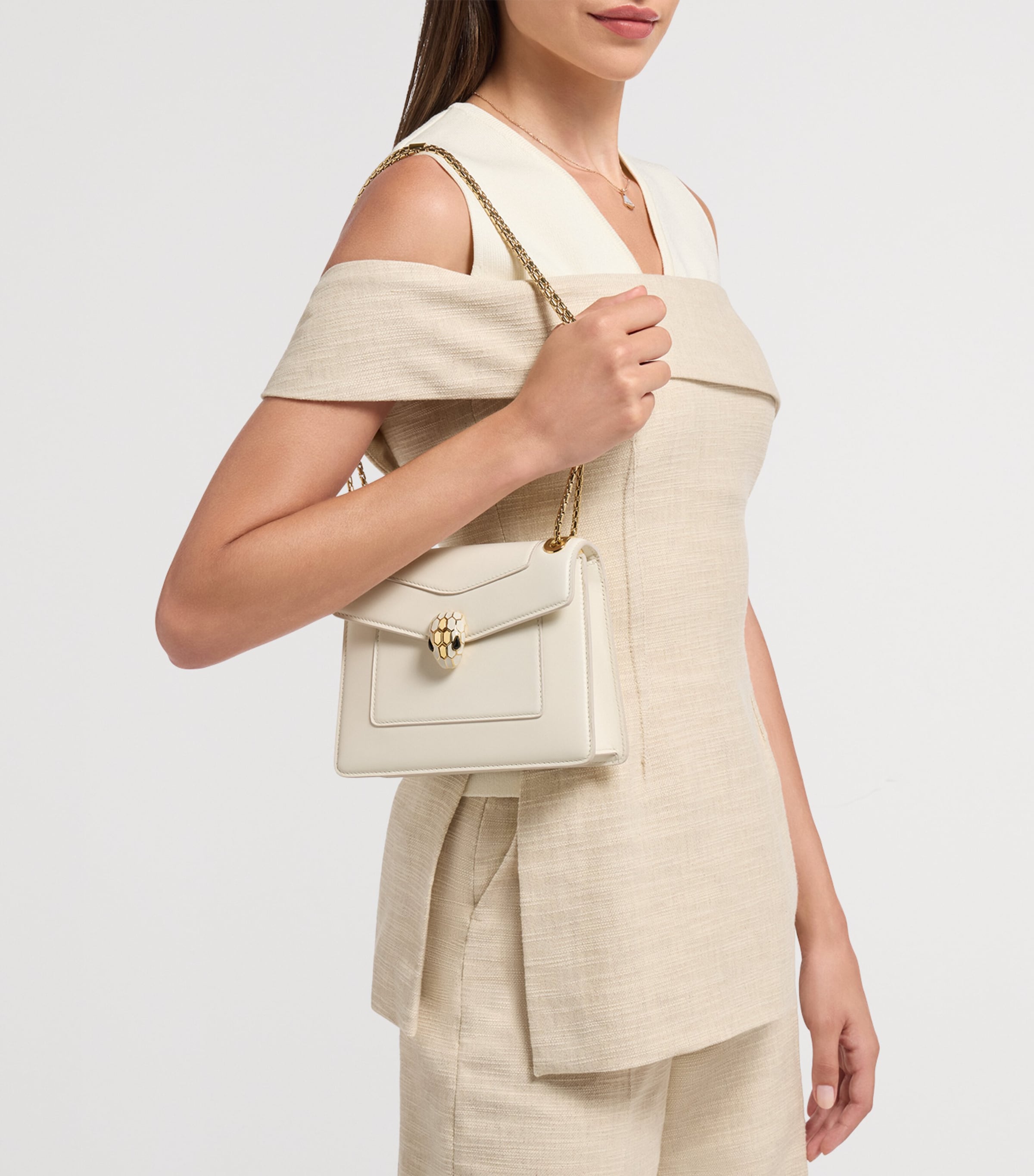 Small Leather Serpent Forever Shoulder Bag WHITE Image 4