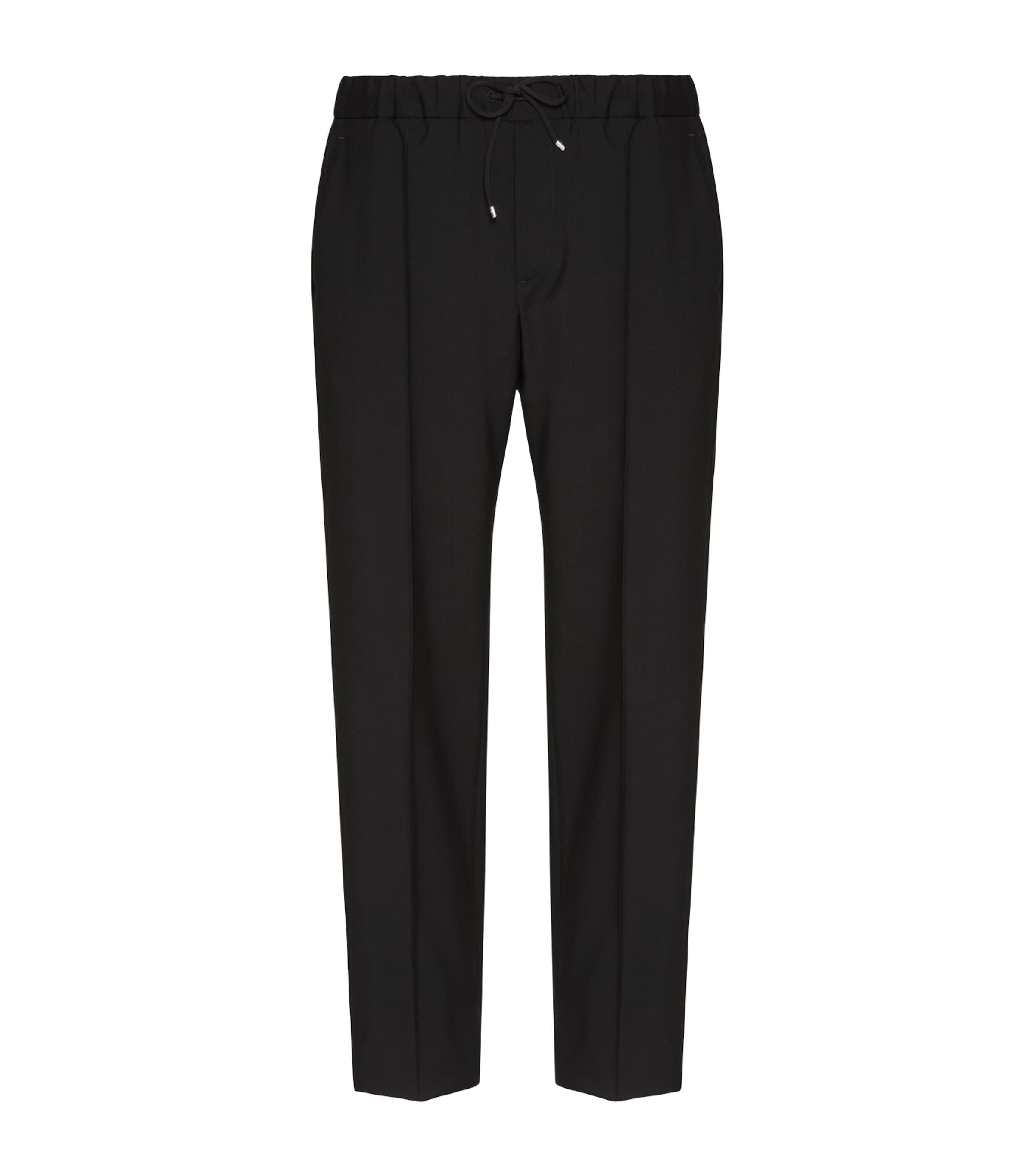 Valentino Regular Fit Black Jogging Pants In Wool-mohair Blend In Black