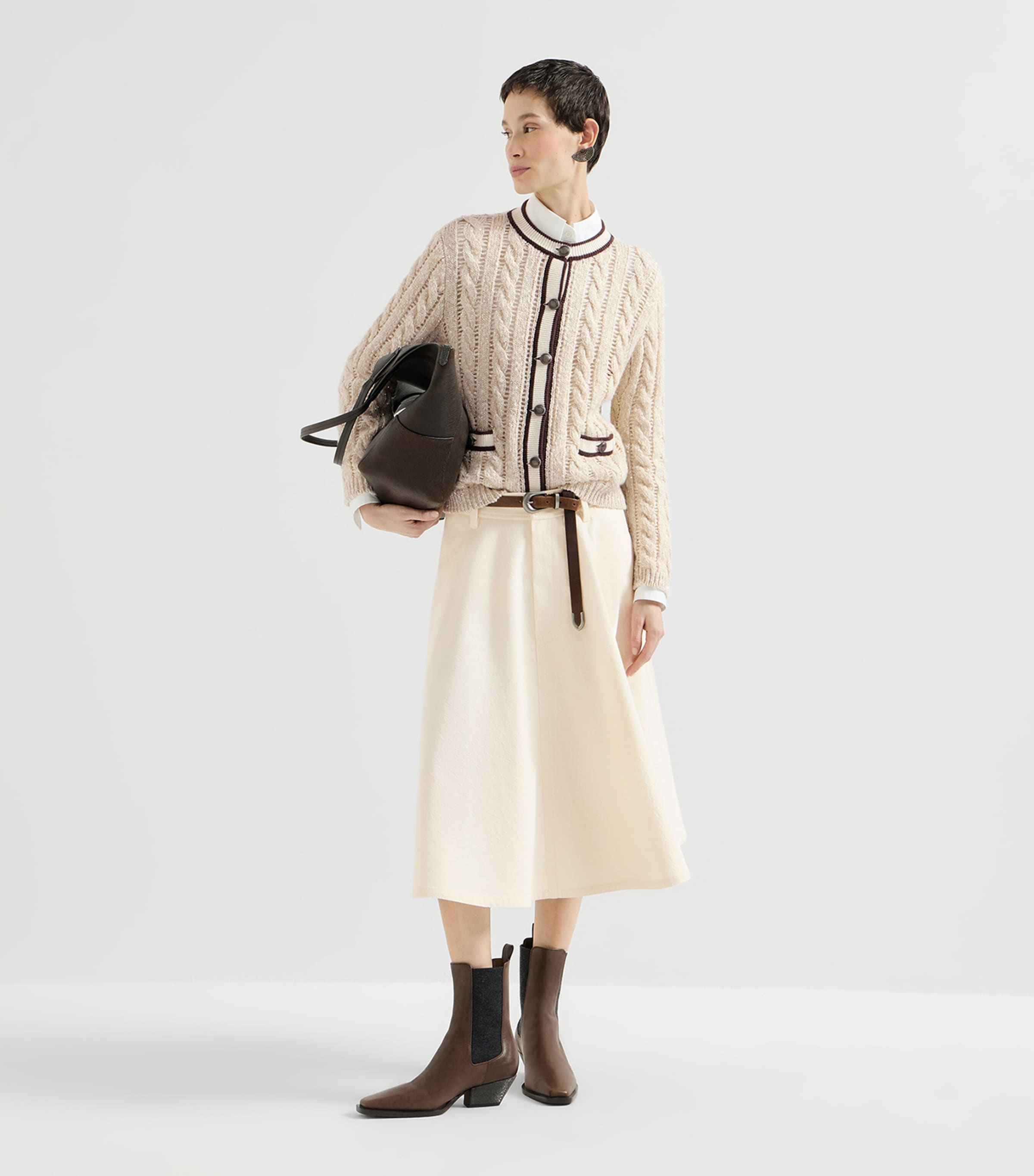 Brunello Cucinelli Womens Denim Midi Skirt Image 2