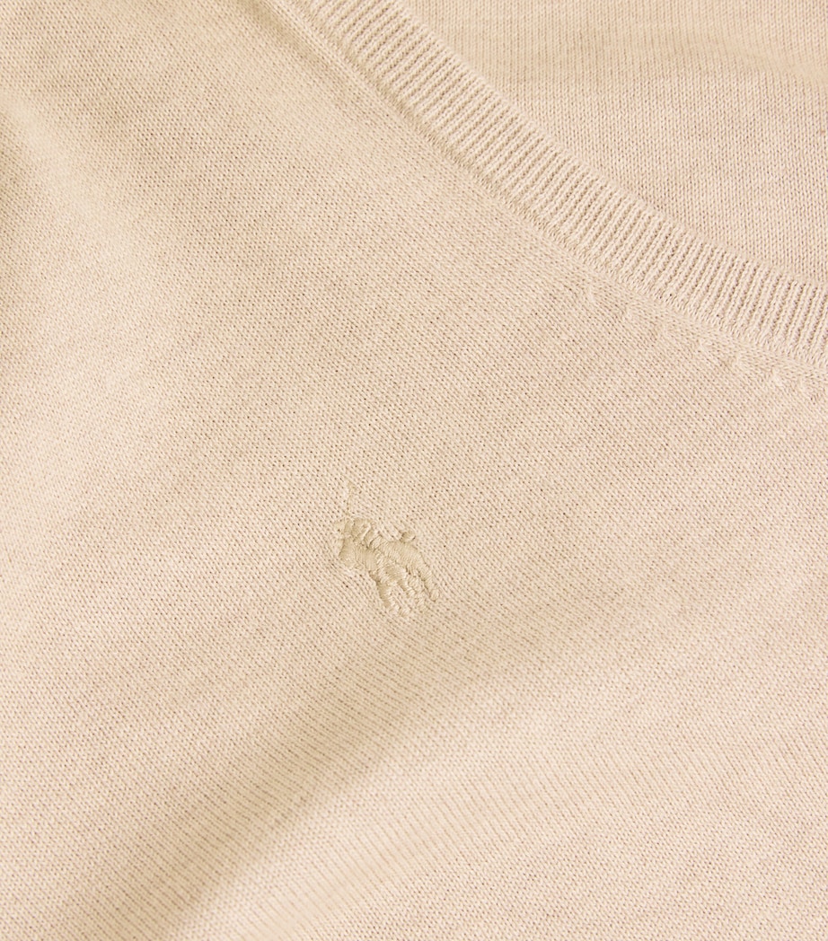 Cotton-Blend Polo Pony Sweater Vest ECRU TAN HEATHER Image 5