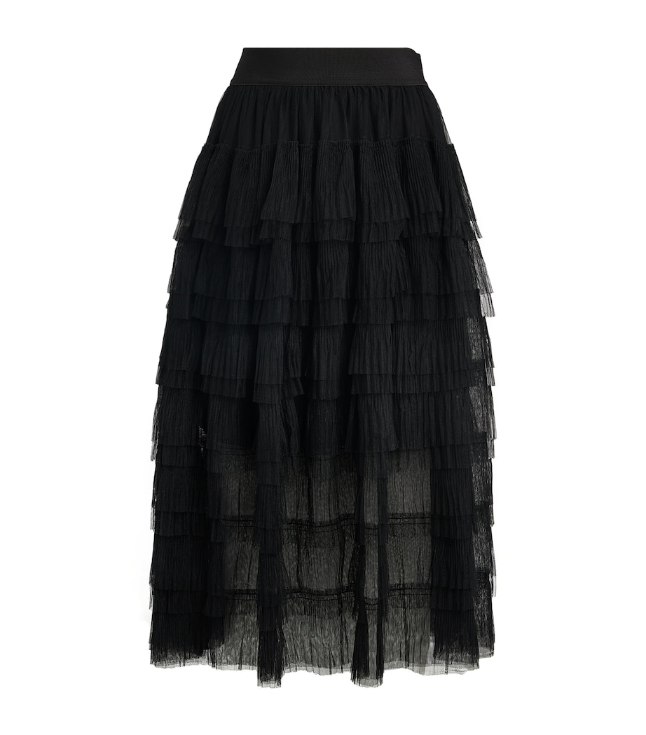 Semi-Sheer Midi Skirt BLACK Image 1
