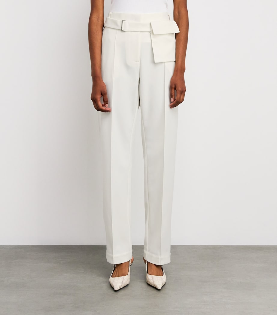 Wool-Blend Belted Straight Trousers OFF WHITE Image 3