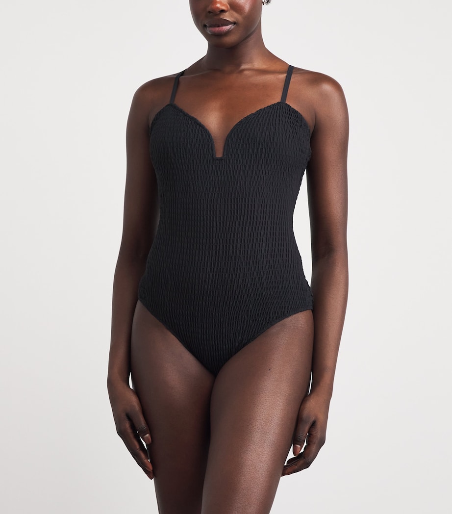 Smocked Maillot Swimsuit NOIR Image 2