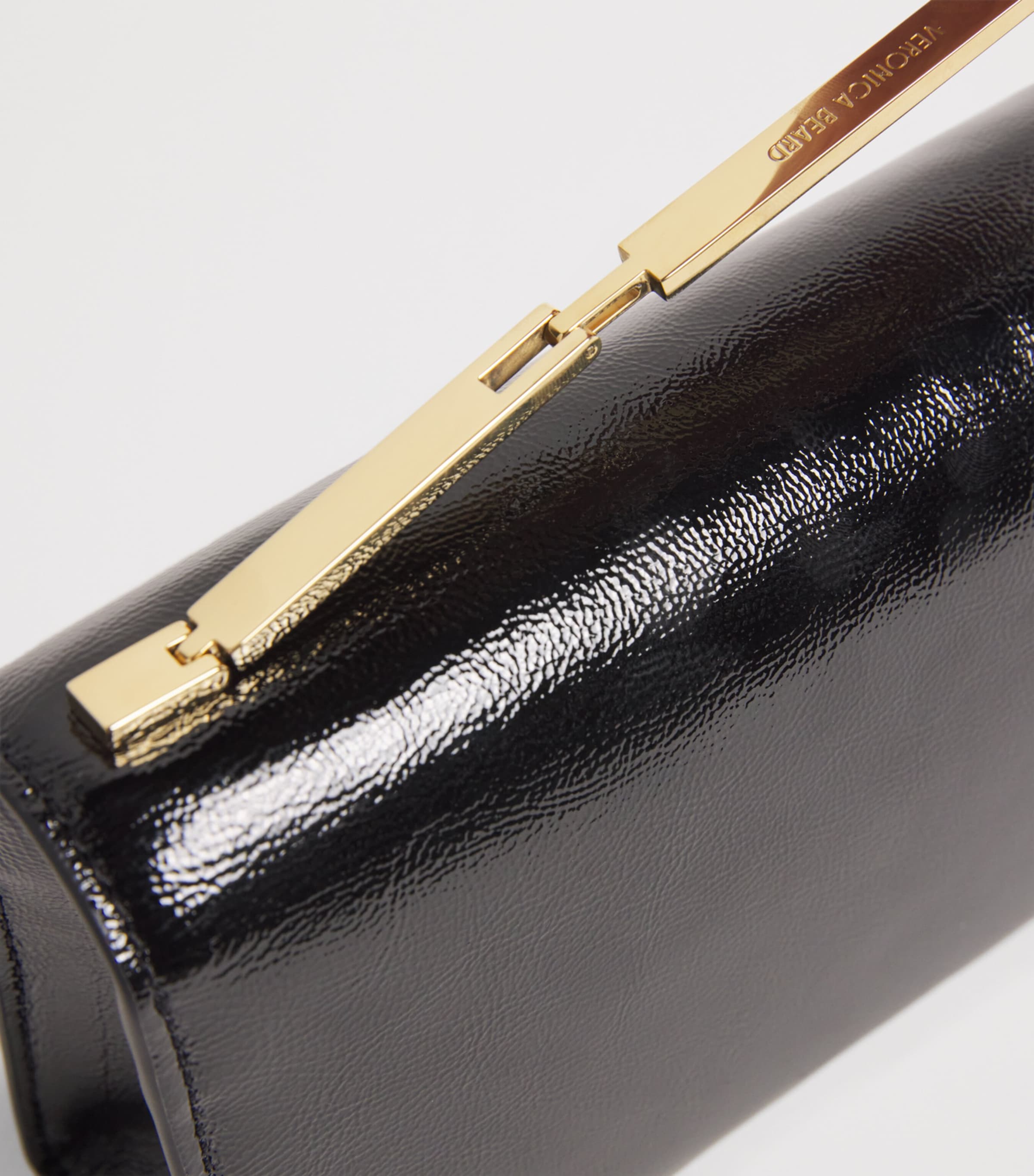 Patent Leather Barre Clutch Bag B0002 BLACK Image 6