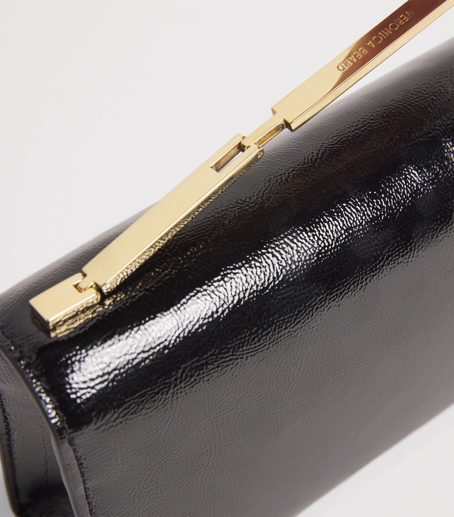 Patent Leather Barre Clutch Bag B0002 BLACK Image 6