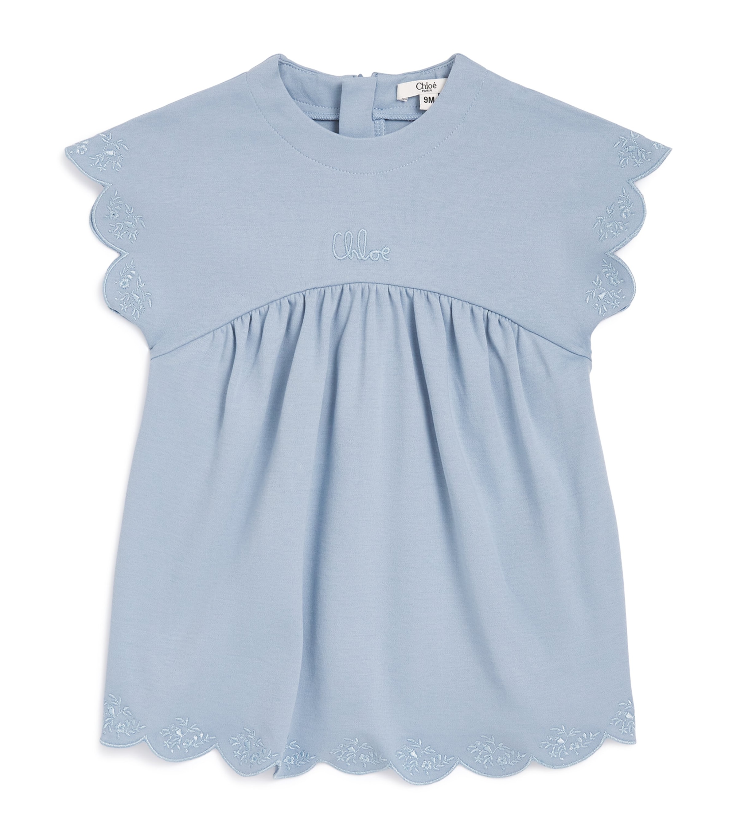 Chloé Kids Cotton Embroidered Logo Dress (6-36 Months) Image 1