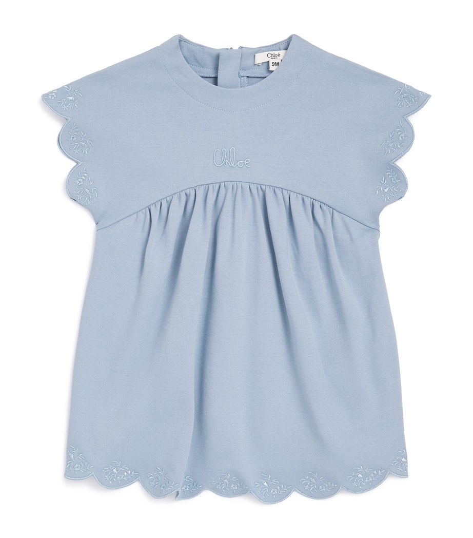 Chloé Kids Cotton Embroidered Logo Dress (6-36 Months) Image 1