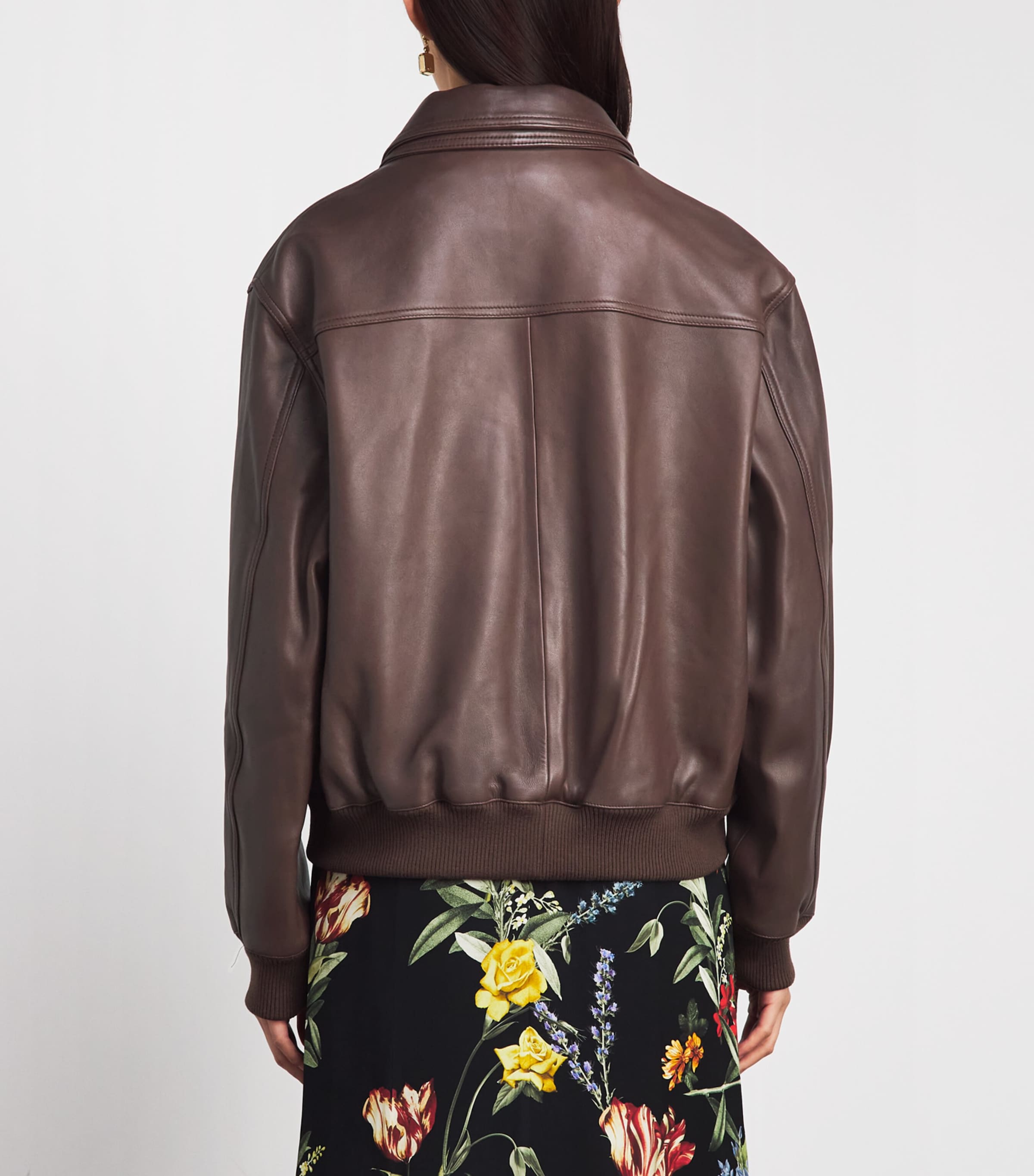Alice+Olivia Womens Double-Layer Collins Leather Jacket Dark Chocolate Image 5