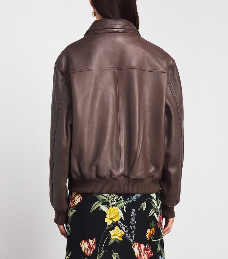 Alice+Olivia Womens Double-Layer Collins Leather Jacket Dark Chocolate Image 5