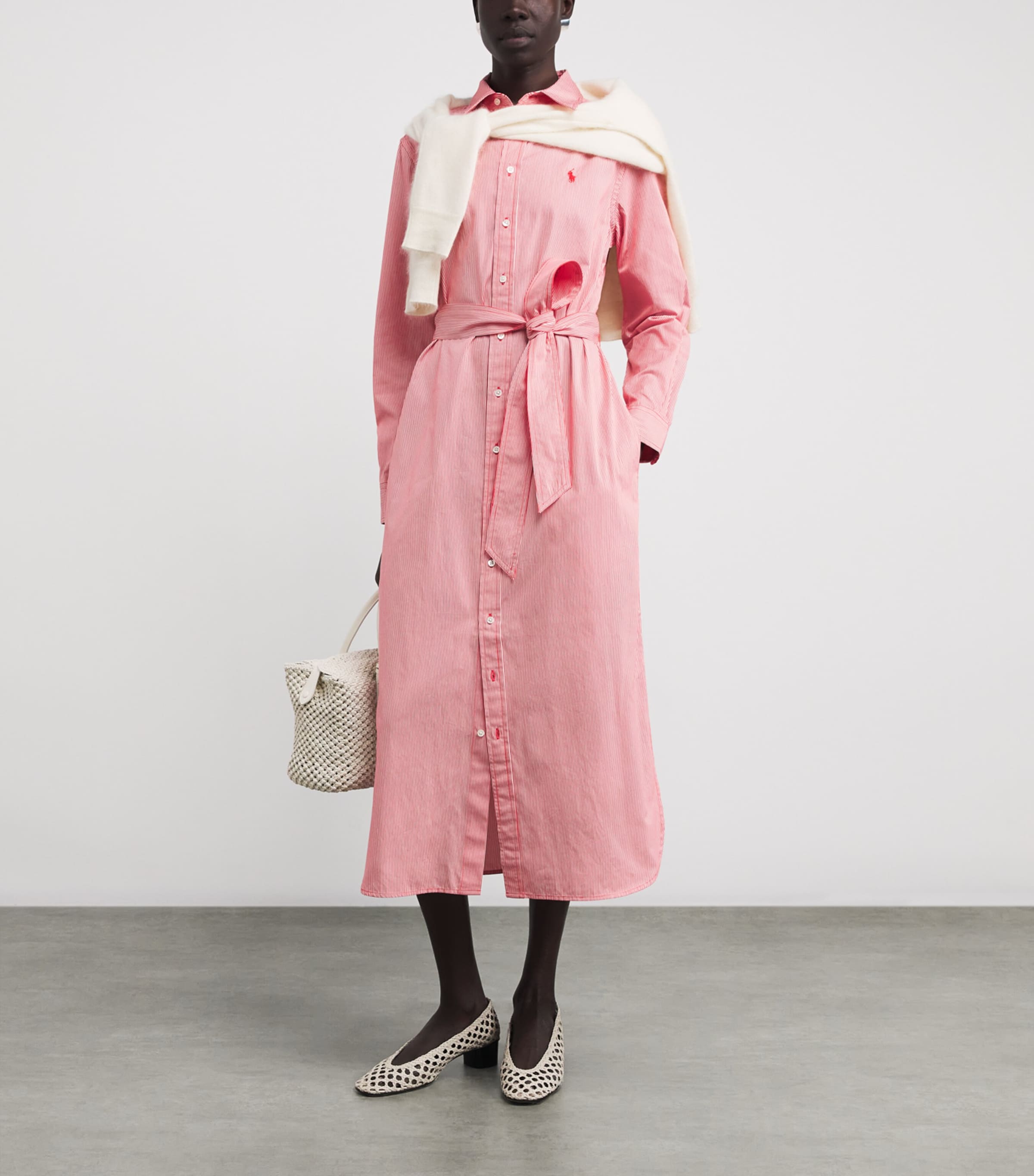 Polo Pony Midi Shirt Dress 2000A RED WHITE Image 2