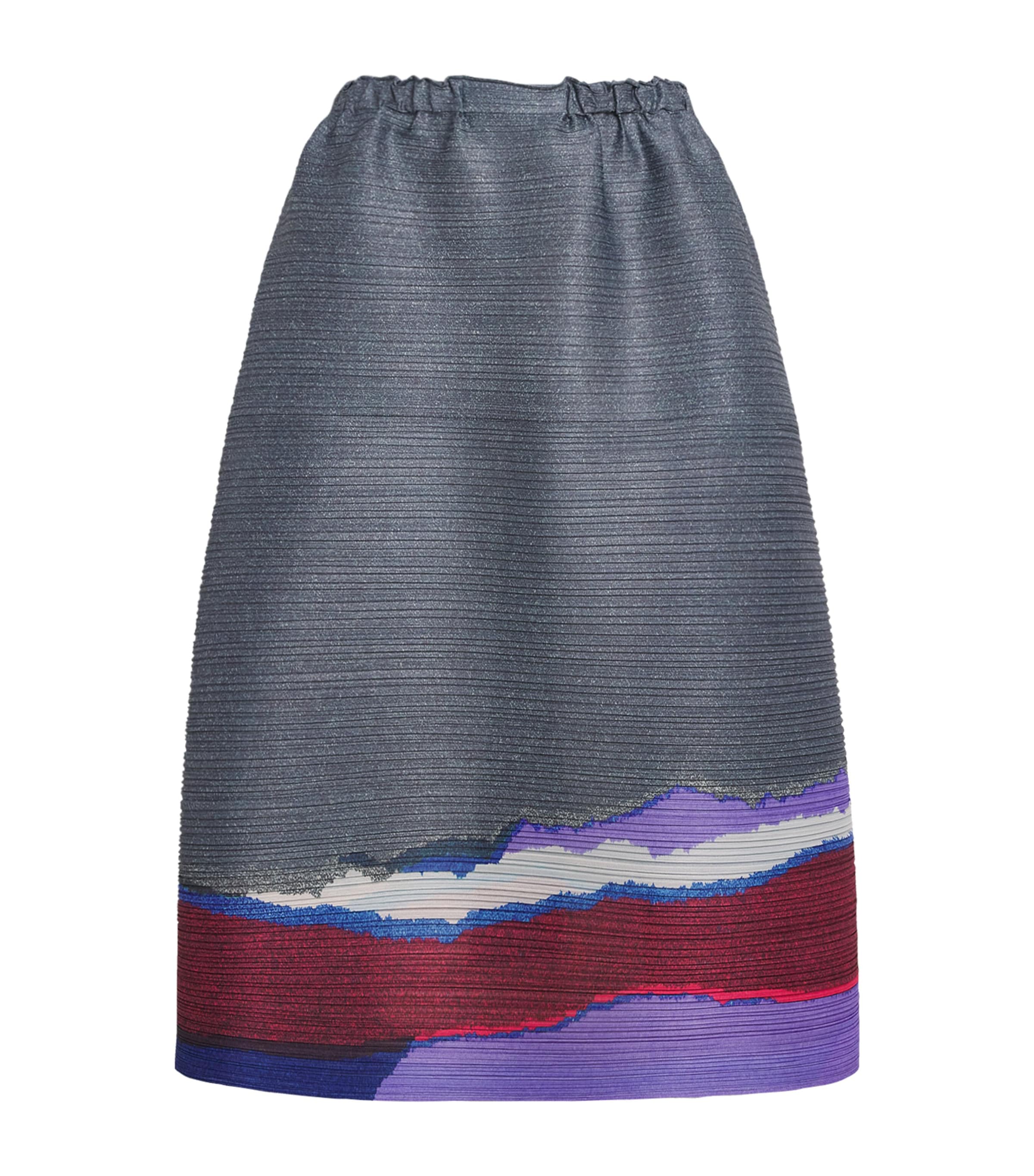Issey Miyake Grainy Colors Midi Skirt In Blue