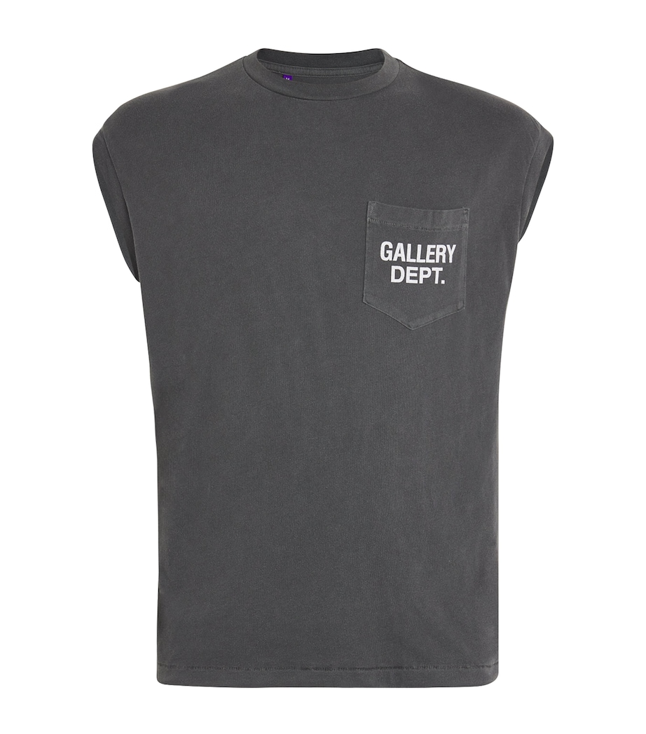 GALLERY DEPT. Mens Cotton-Blend Sleeveless Augi T-Shirt Vintage Black Image 1
