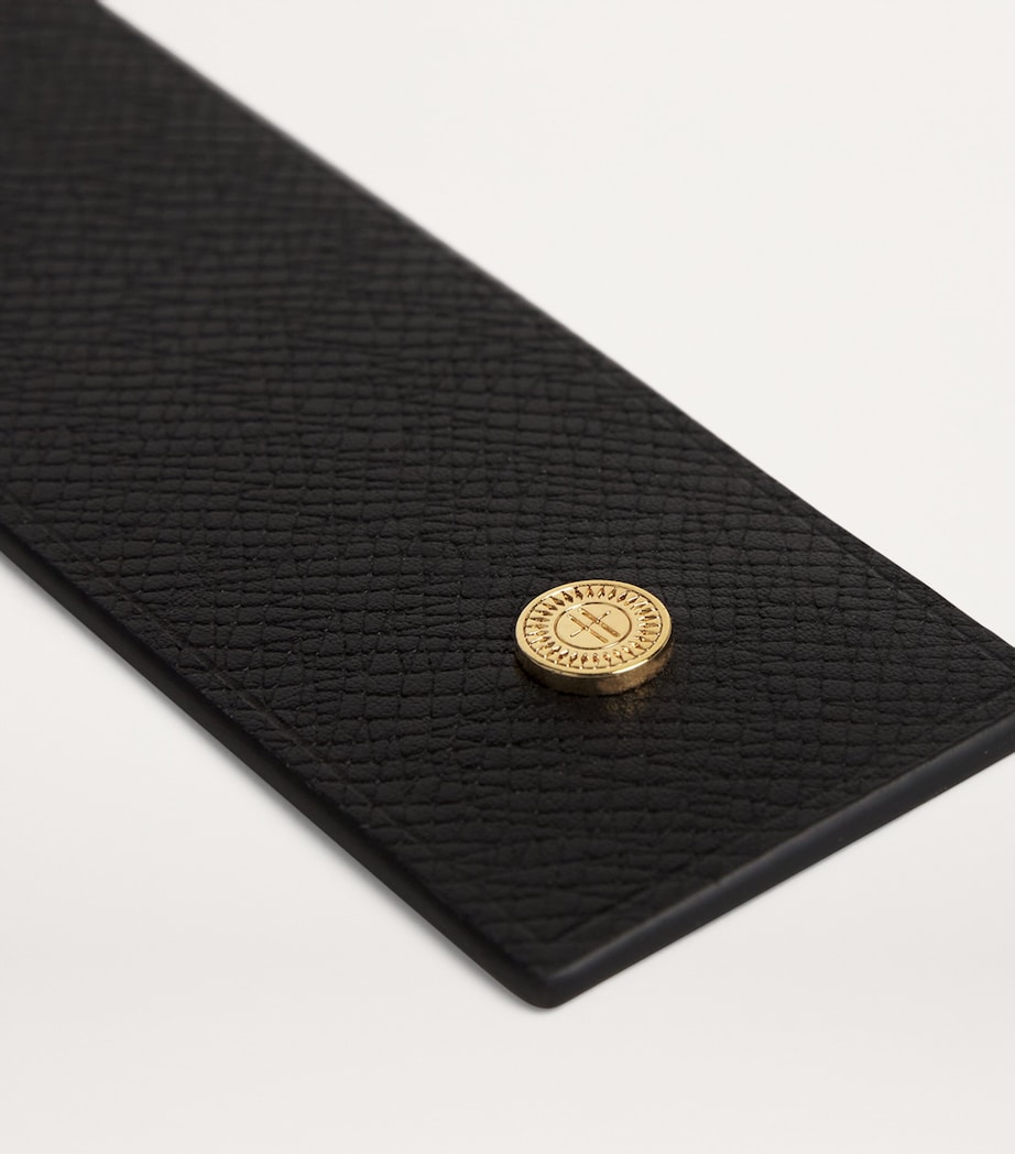 Leather Embossed-Logo Bookmark BLACK Image 2
