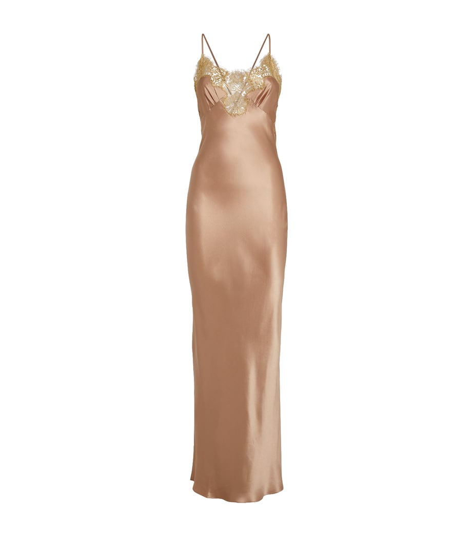 Silk Gina Slip Dress ALMOND/GOLD Image 1
