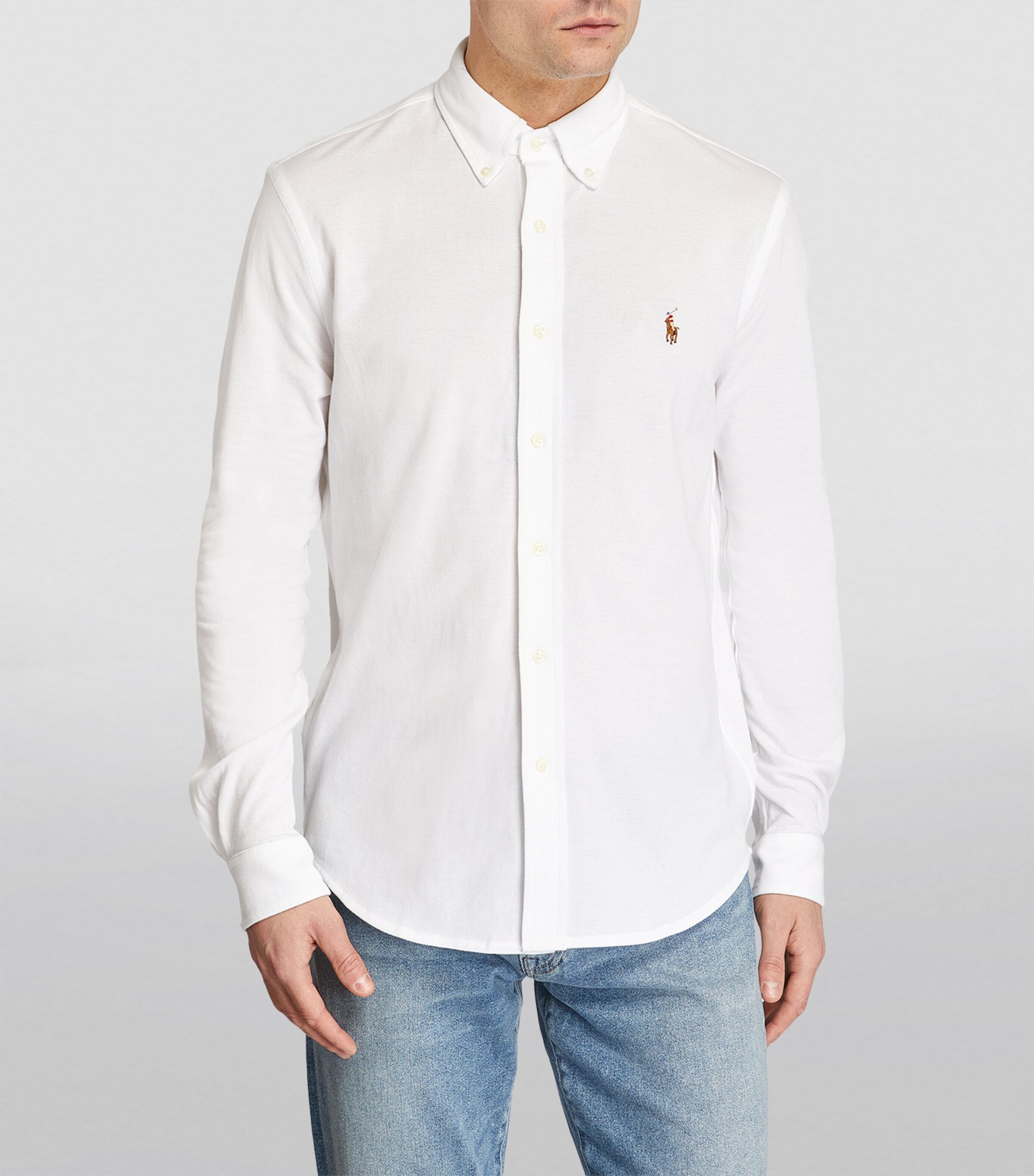 Polo Ralph Lauren Mens Cotton Mesh Oxford Shirt White Image 2