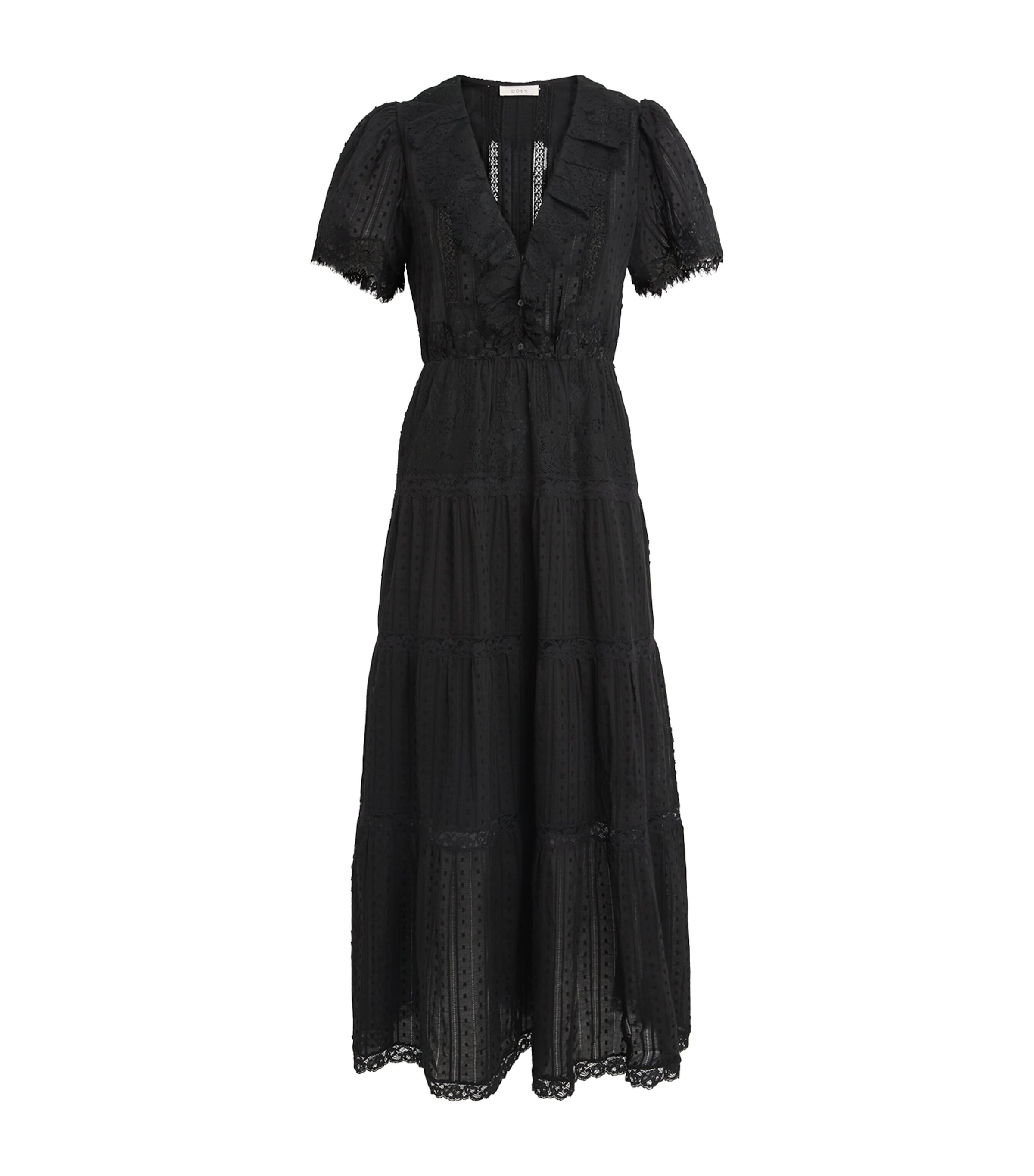 Doen Cotton Gabriella Midi Dress In Black