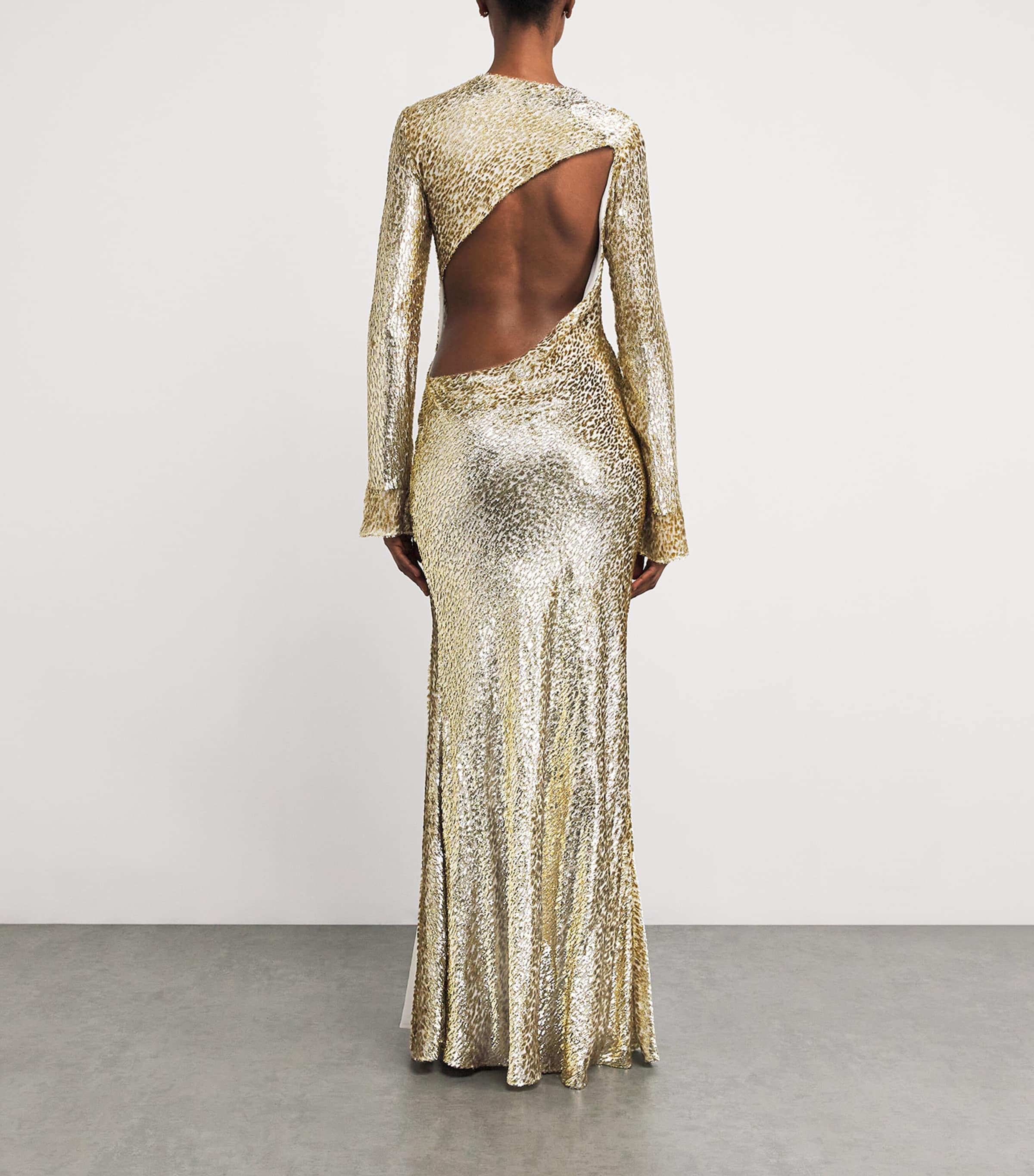 Metallic Cut-Out Maxi Dress GOLD Image 3