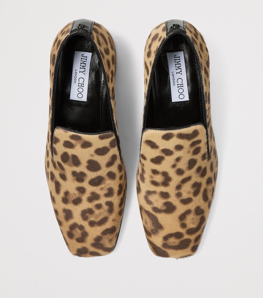 Eliot 45 Leopard Print Leather Heeled Loafers NATURAL Image 4