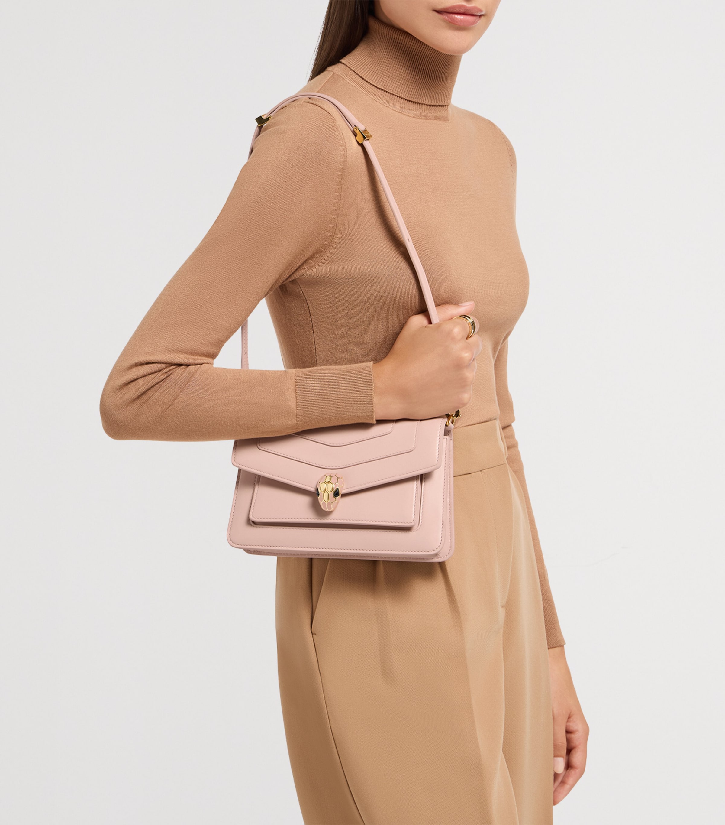 Small Calf Leather Serpenti Forever East-West Shoulder Bag PINK MEDIUM Image 6