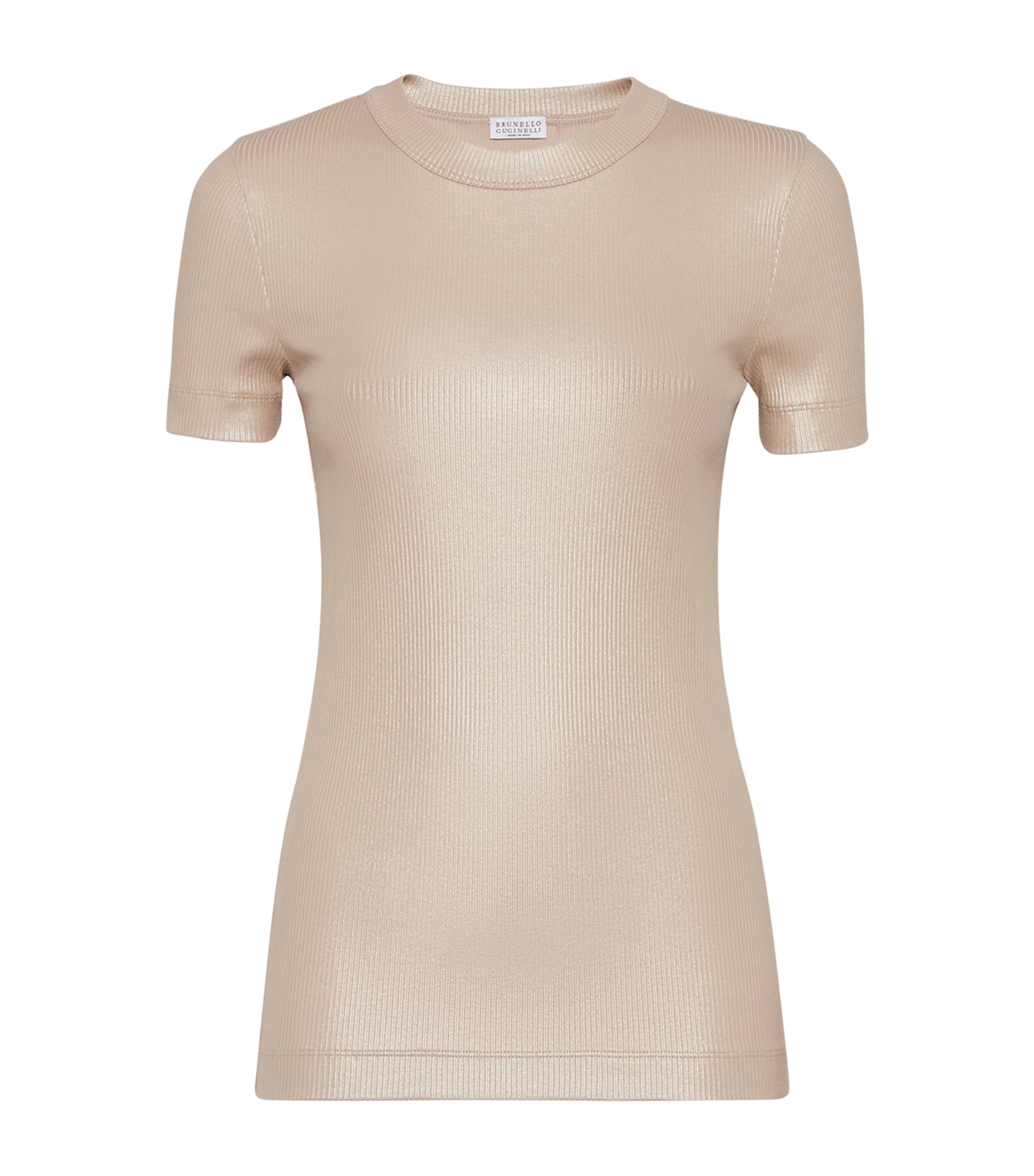 Brunello Cucinelli Stretch-cotton Monili T-shirt In Gray