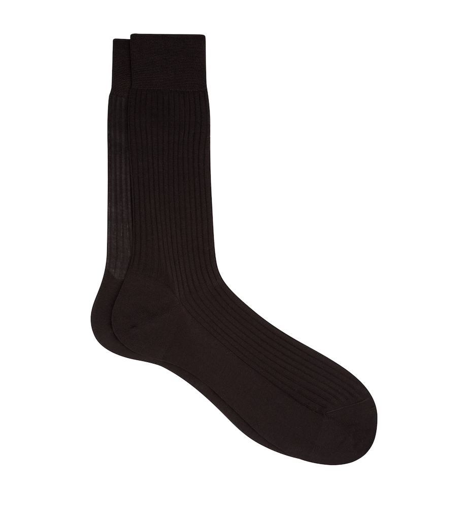 Egyptian Cotton Lisle Short Socks BLACK Image 1