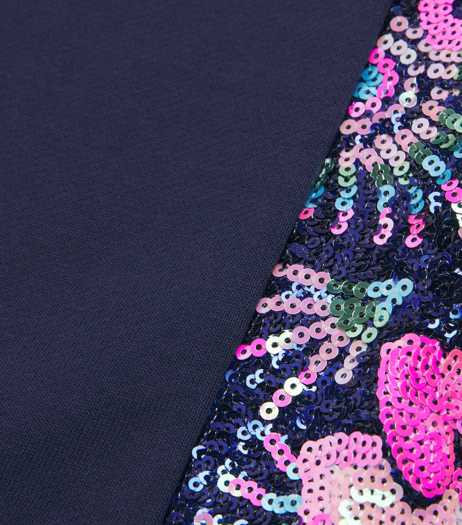 Sequinned Floral Sweatpants (2-12 Years) NAVY Image 3