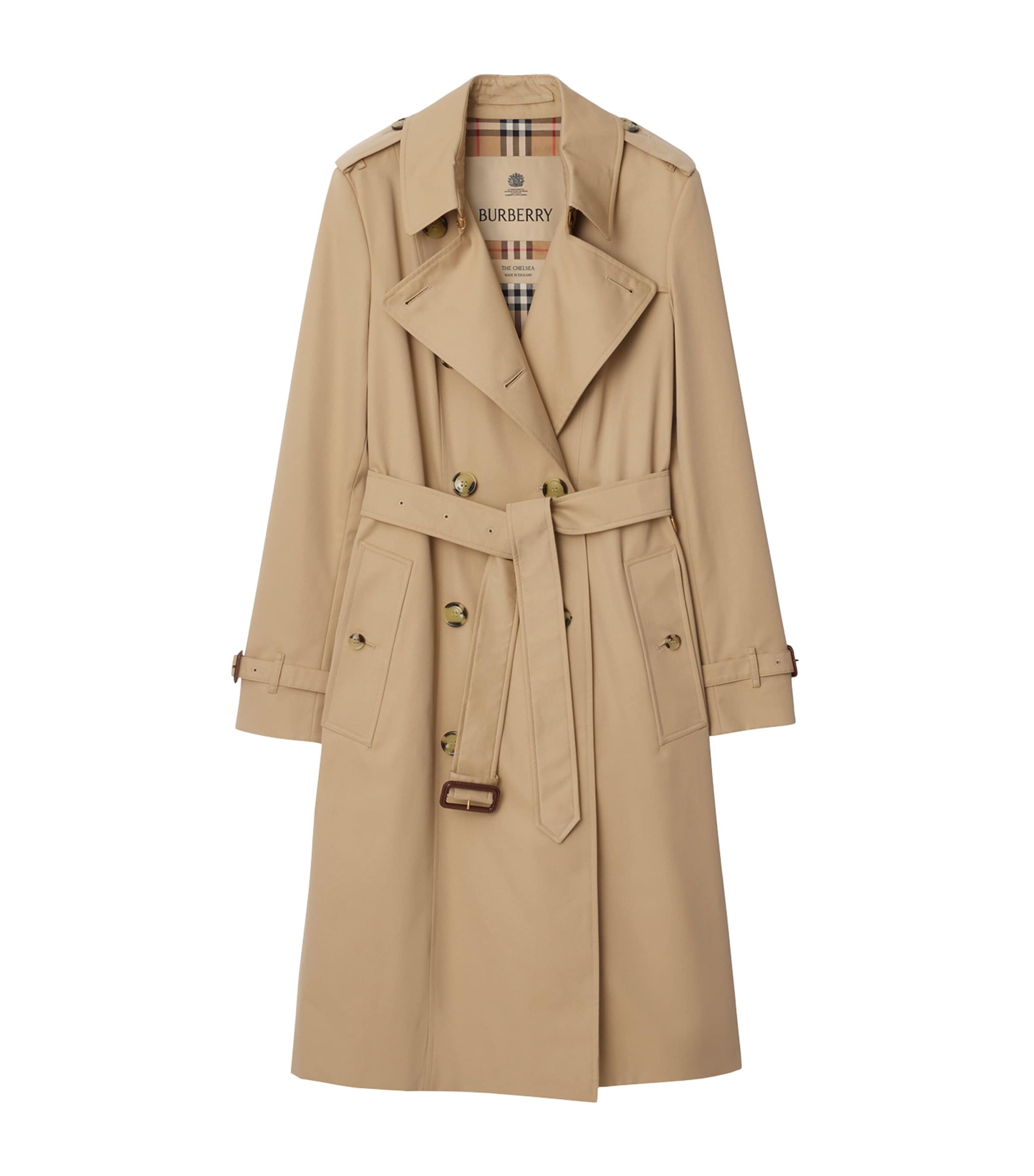 Burberry Gabardine Chelsea Heritage Trench Coat Honey