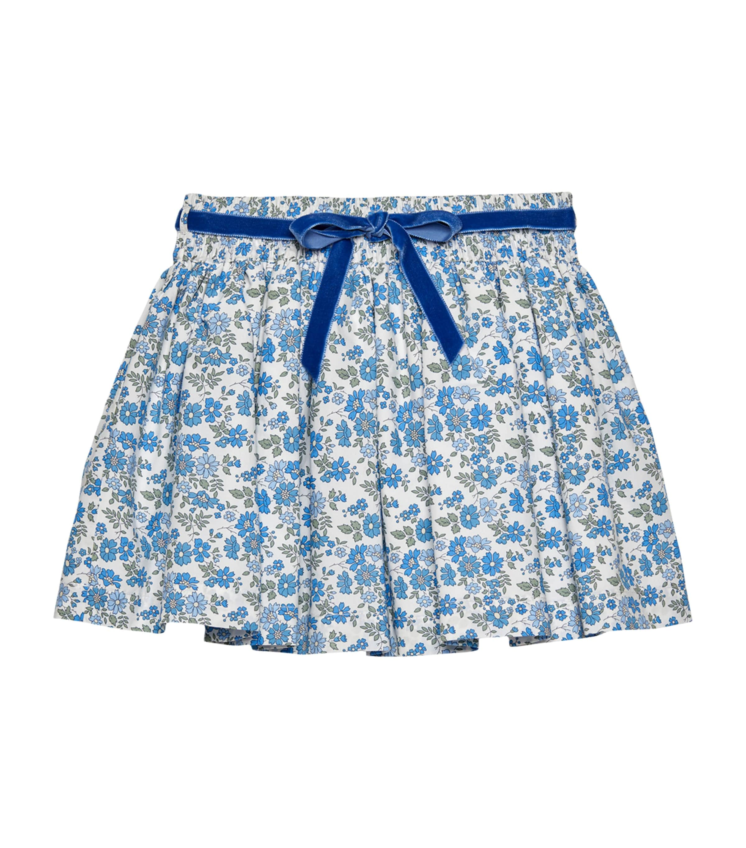 Trotters Kids' Cotton Floral Skirt In Blue