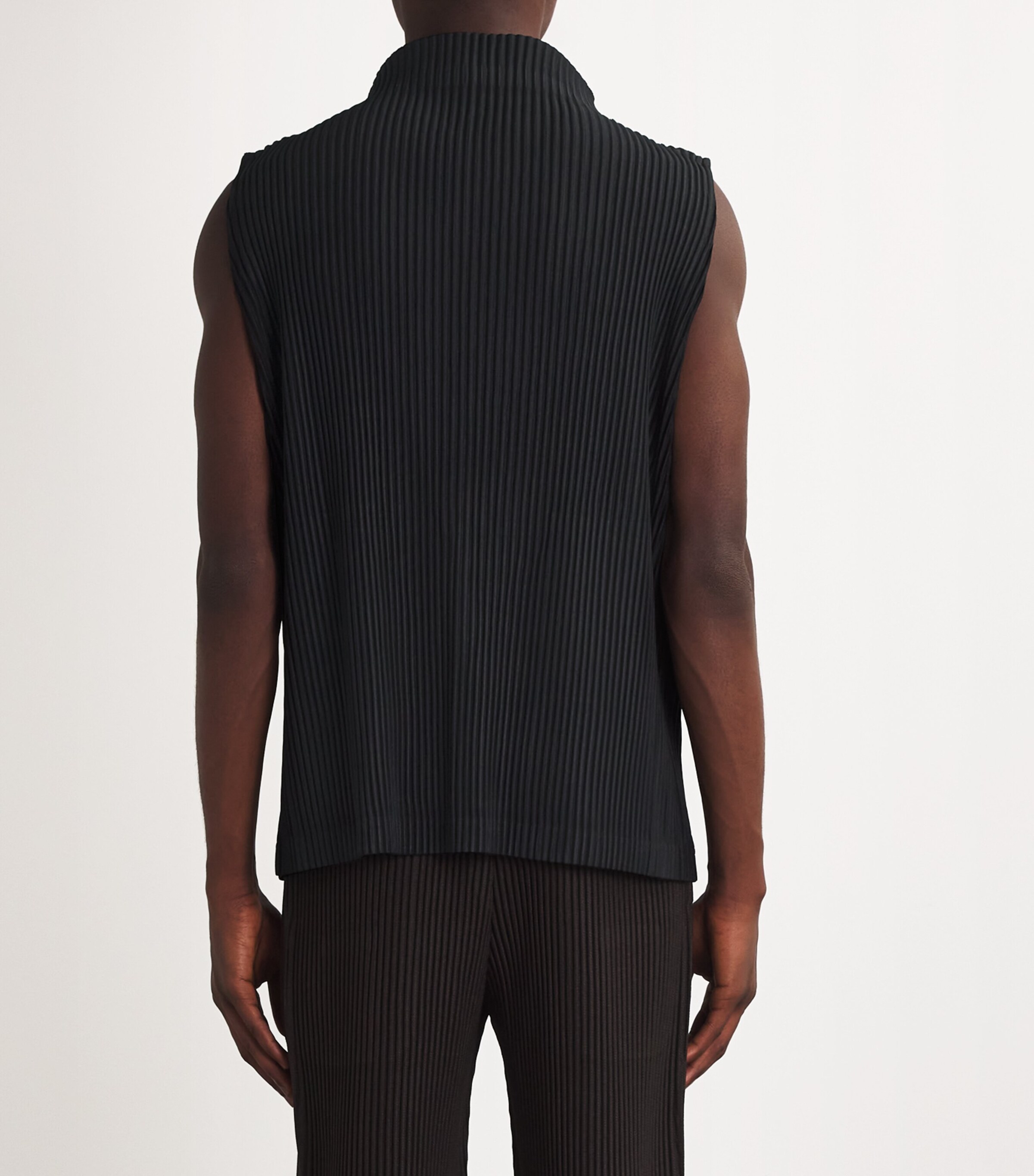 Homme Plissé Issey Miyake Black Pleated High-Neck Tank Top