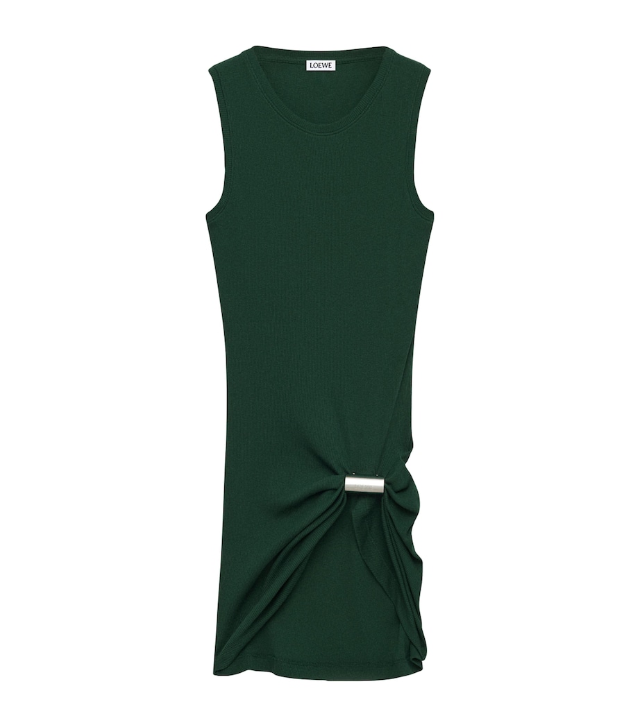 Cotton Draped Tank Top DARK GREEN Image 1