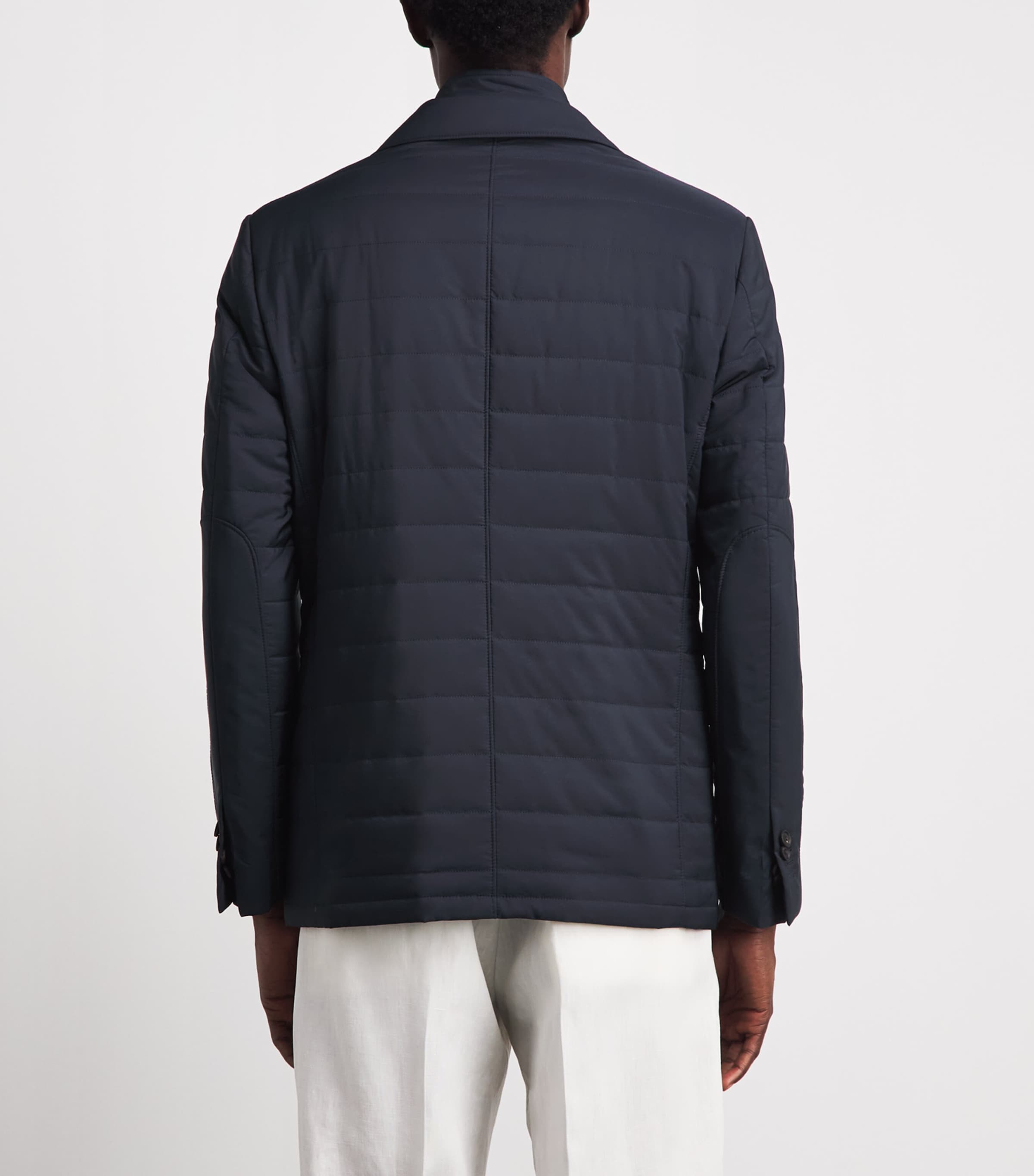 Corneliani Mens Technical Quilted Blazer Dark Blue Image 5