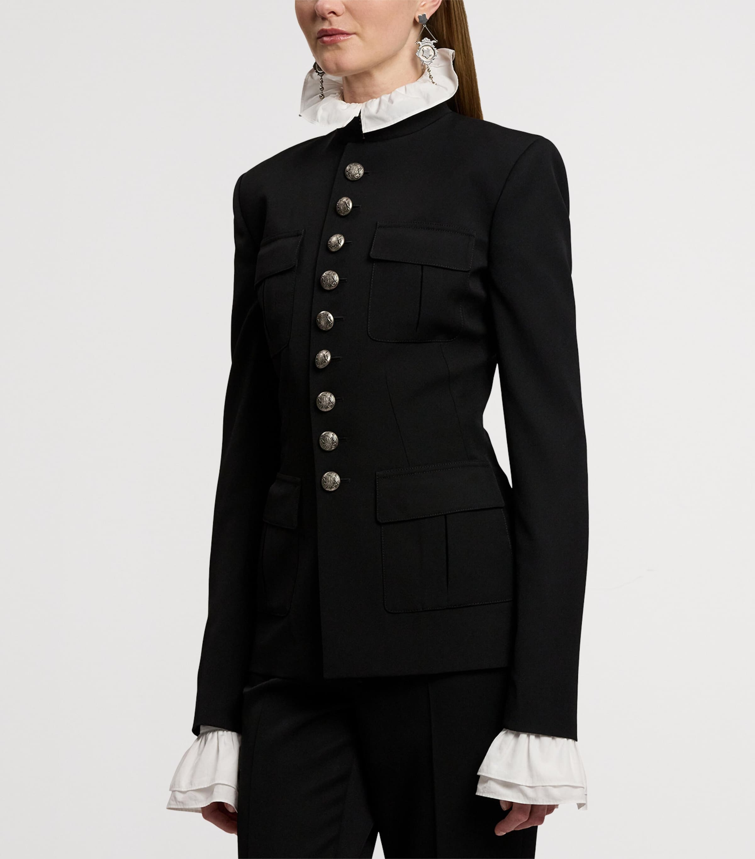 Wool Grain de Poudre Eliza Jacket BLACK Image 7