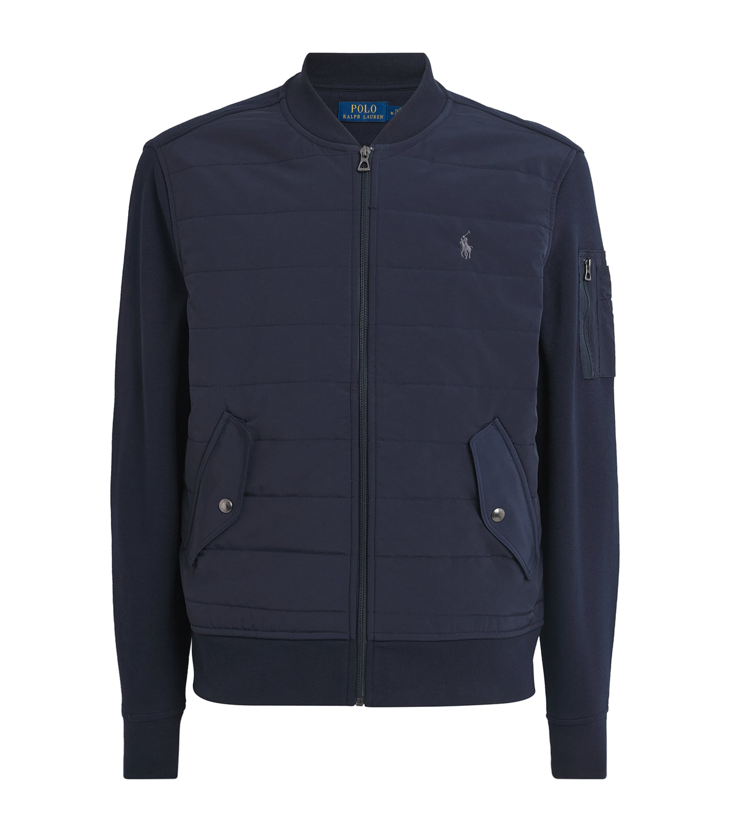 Cotton-Blend Hybrid Bomber Jacket AVIATOR NAVY Image 1