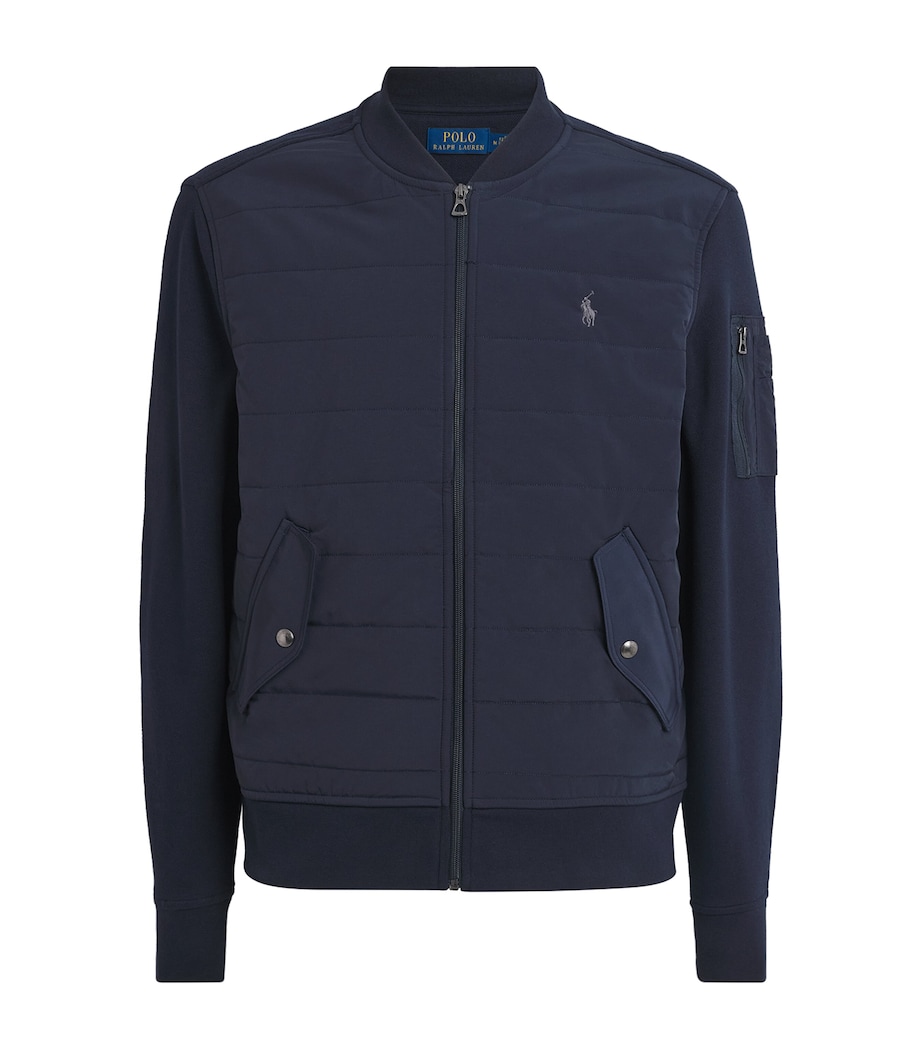 Cotton-Blend Hybrid Bomber Jacket AVIATOR NAVY Image 1
