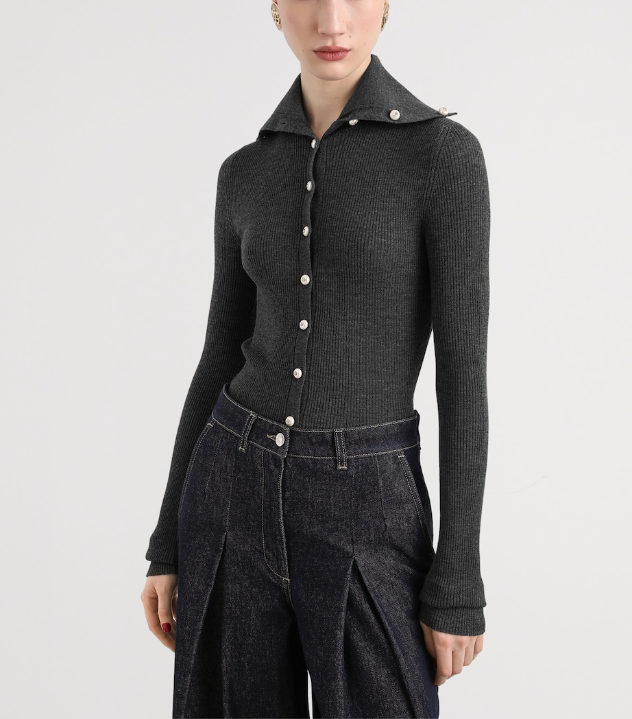 Dolce&Gabbana Womens Ribbed Cardigan Iron Grey Image 2