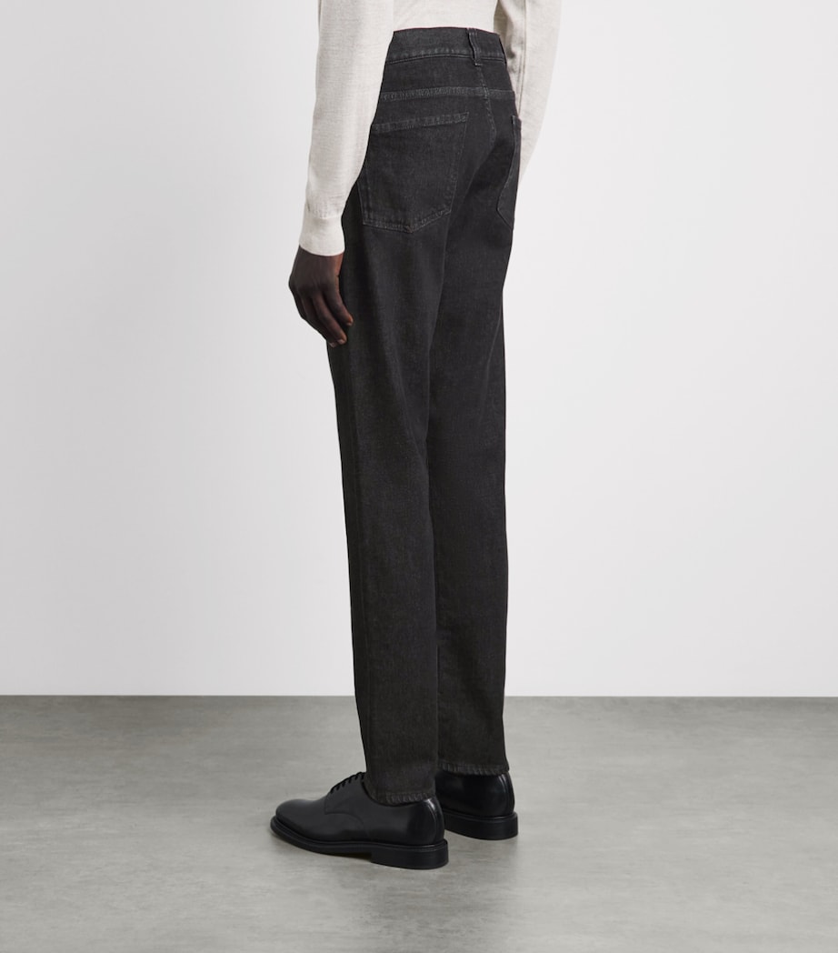 Canali Mens Stretch-Cotton-Cashmere Straight Jeans Black Image 5
