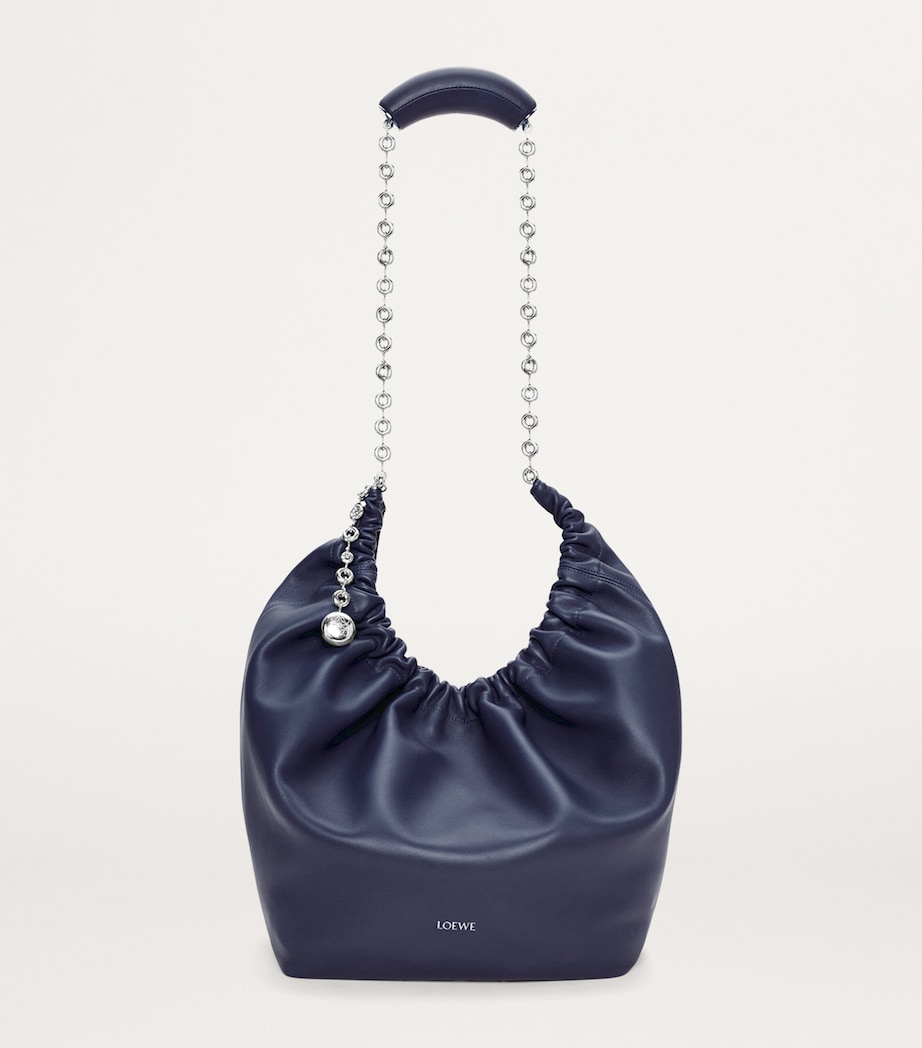 Medium Leather Squeeze Top-Handle Bag ABYSS BLUE Image 4