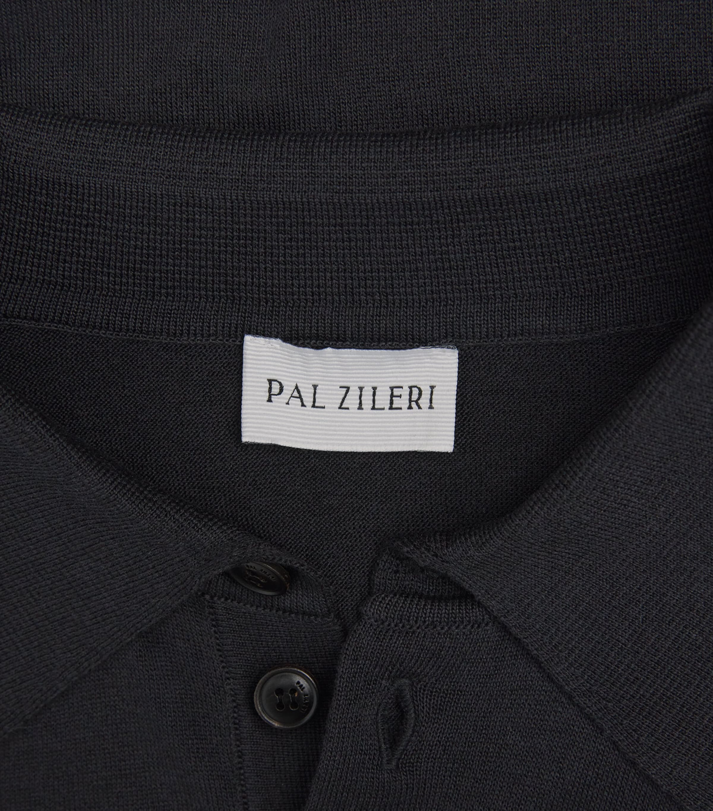 Pal Zileri Mens Silk-Cotton Polo Shirt Black Image 6