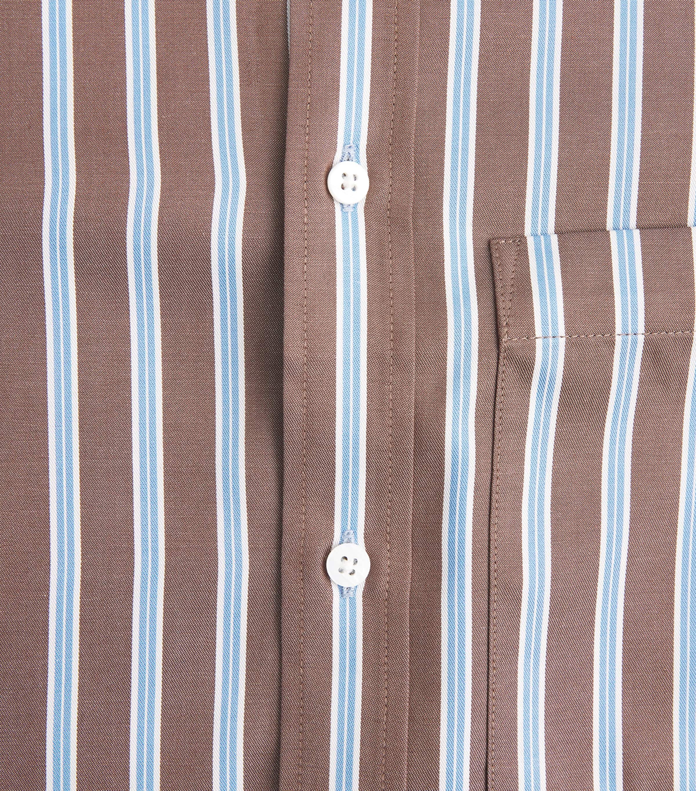 With Nothing Underneath Womens Tencel The Weekend Shirt Mocha Multi Stripe Image 6