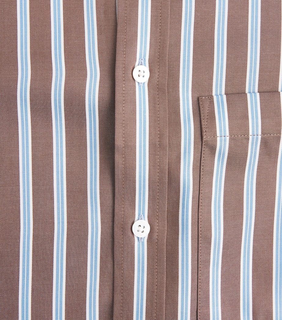 With Nothing Underneath Womens Tencel The Weekend Shirt Mocha Multi Stripe Image 6